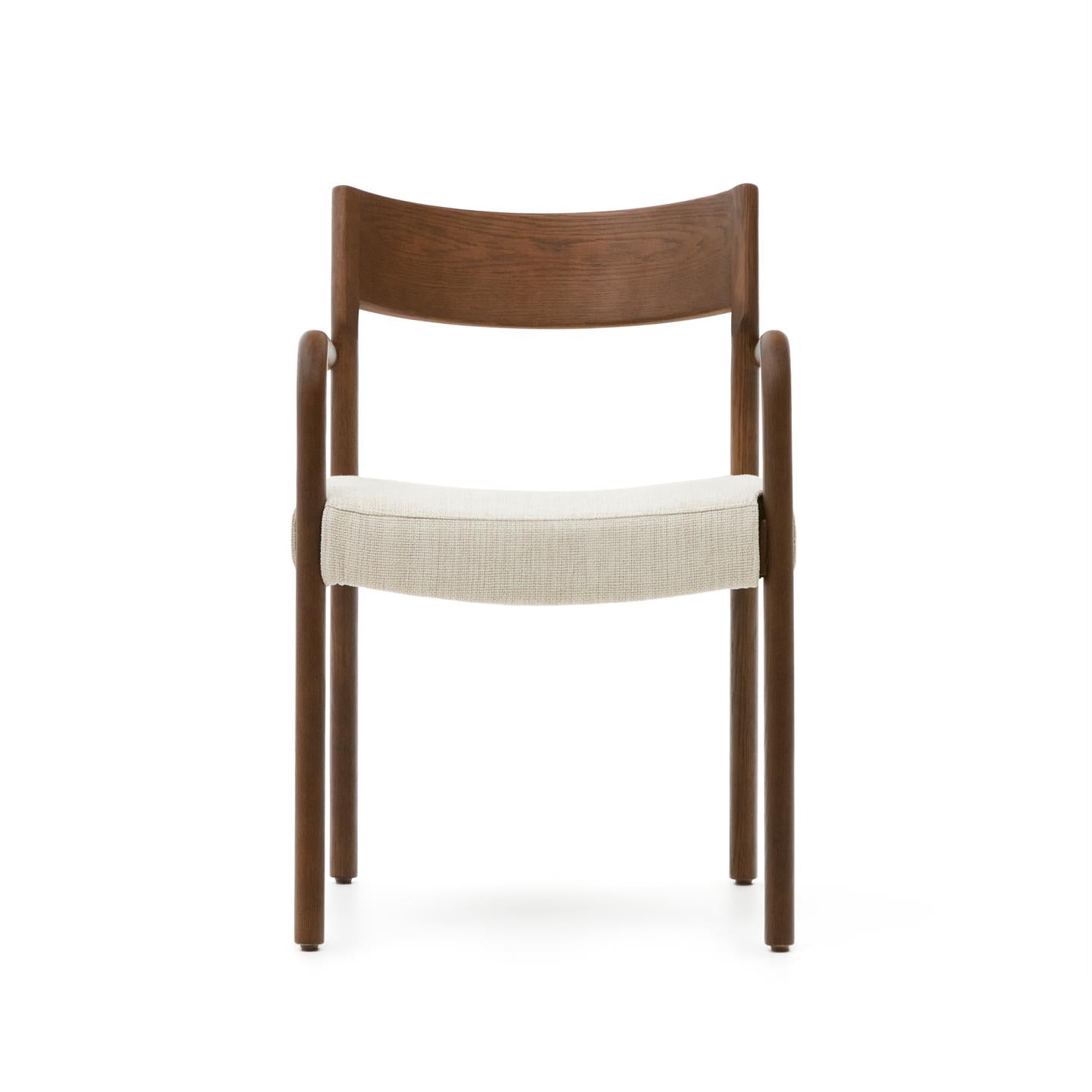FALCONERA chair in beige chenille with a dark oak base