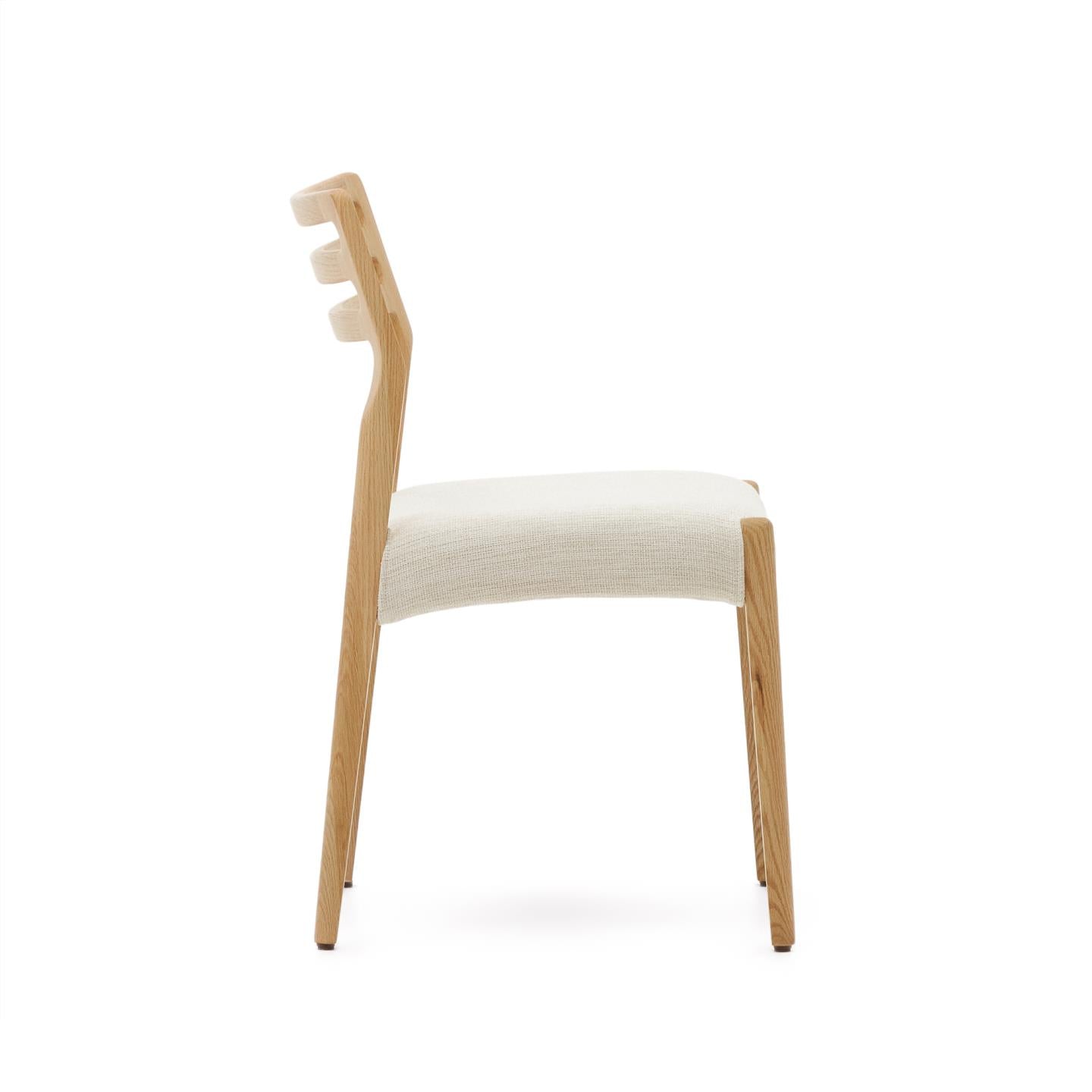 CUDIA stoel beige chenille met eiken basis