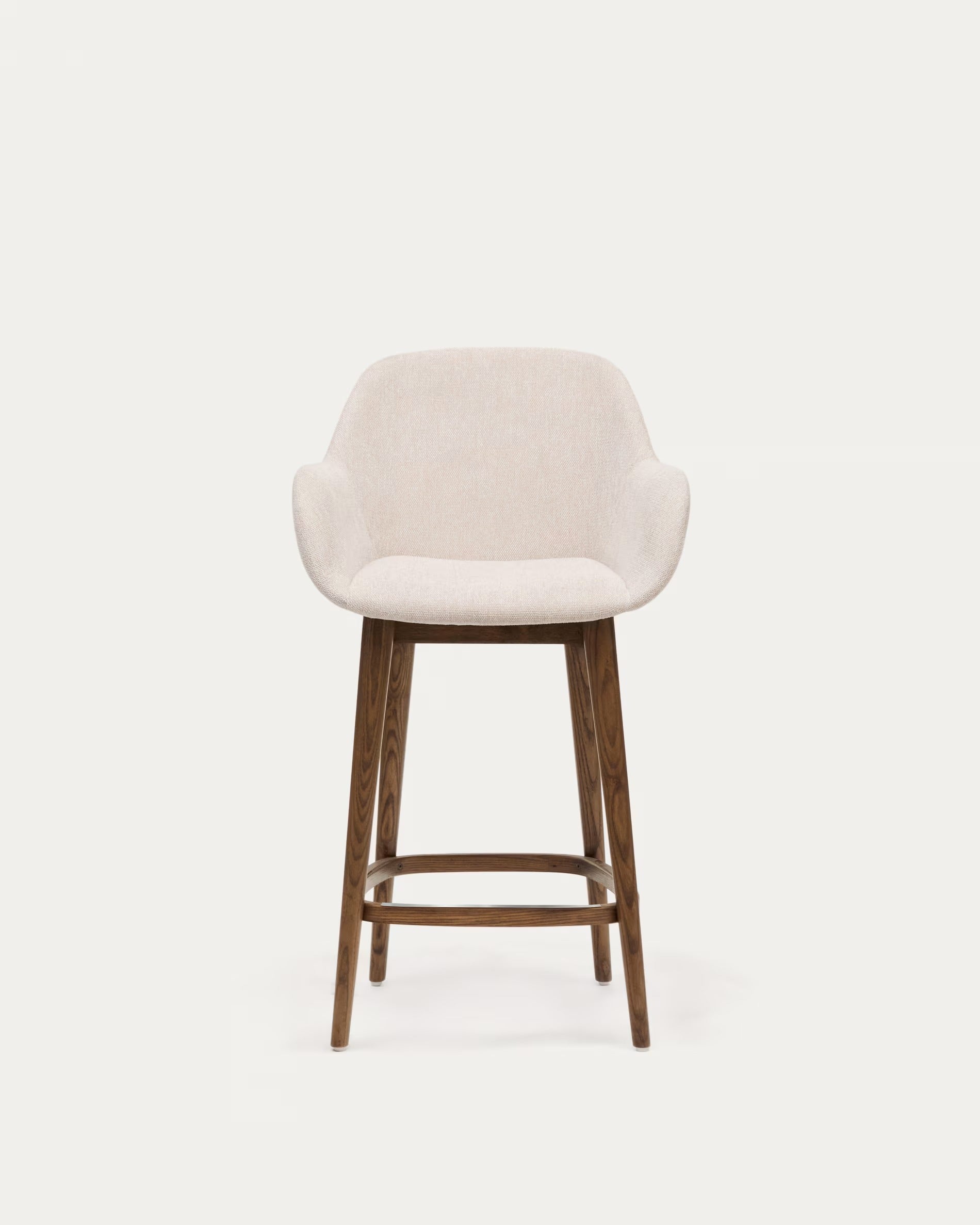 Reitstuhl Beige mit einer dunklen Holzbasis