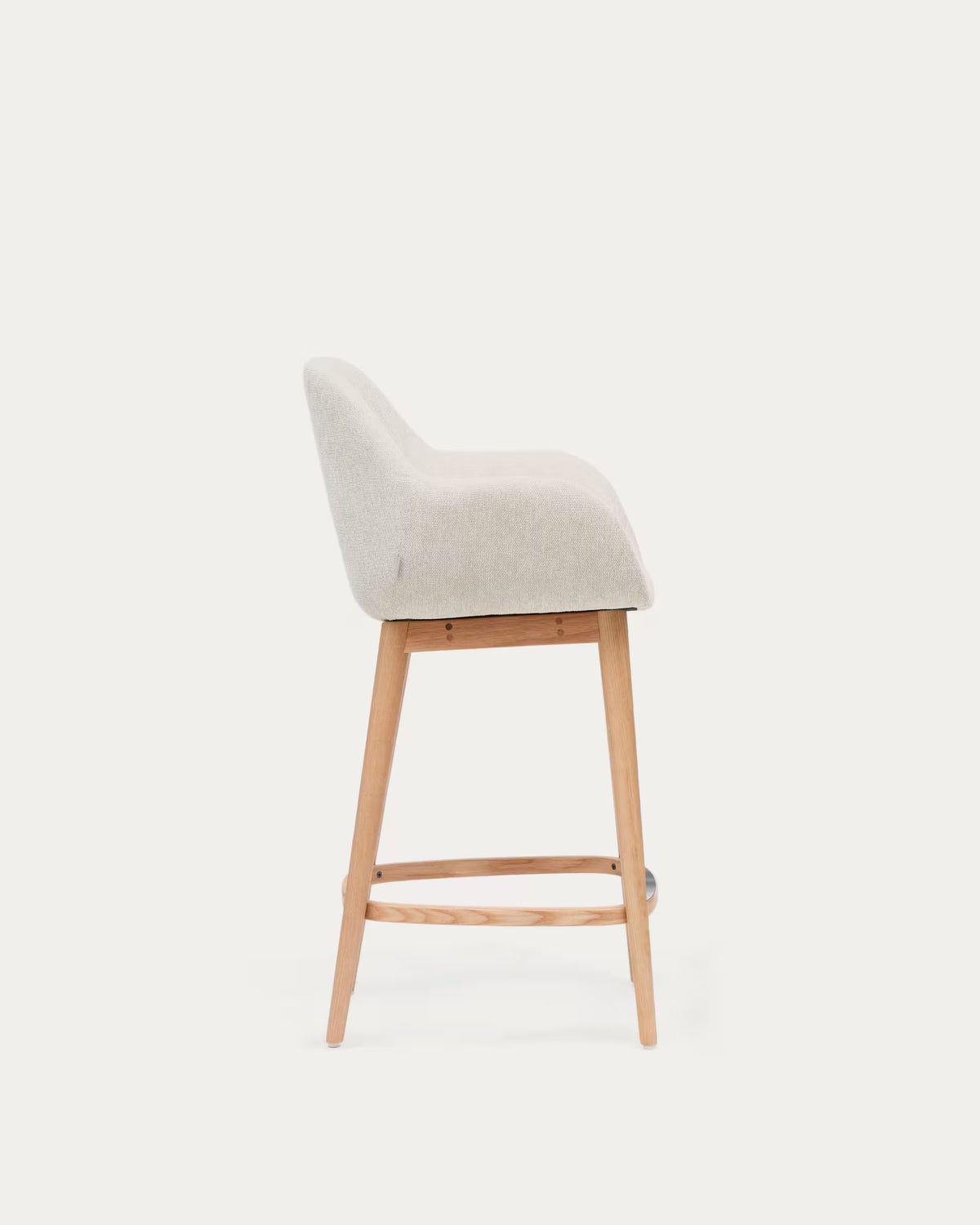Barkruk KONNA beige met essen voetstuk