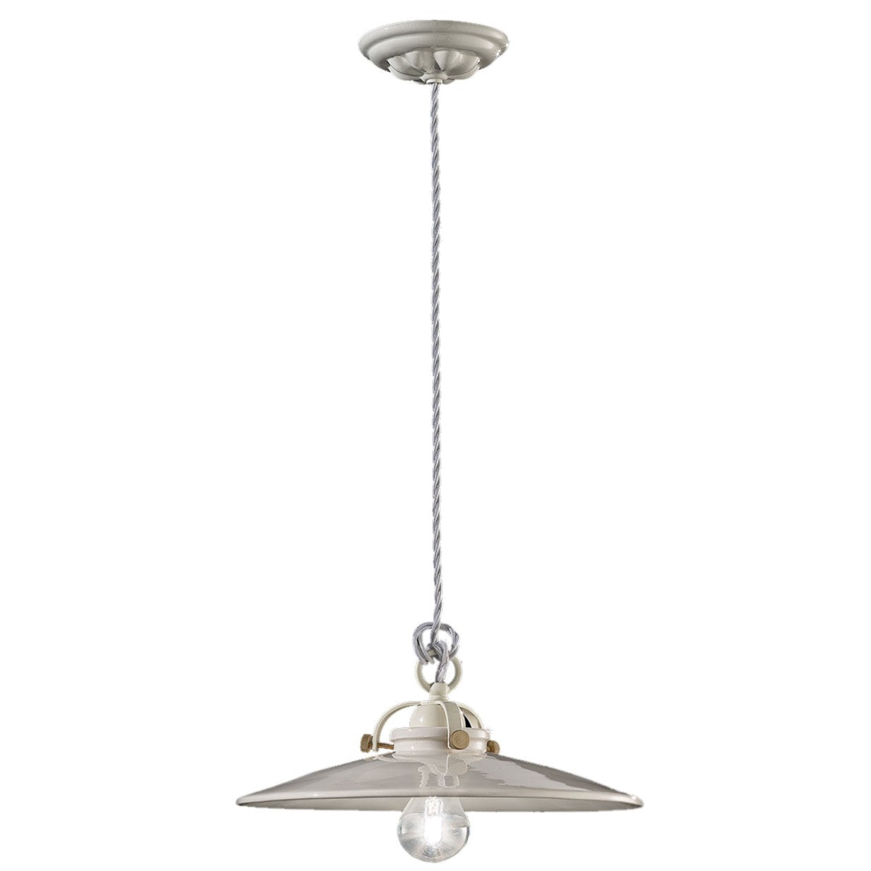 Witte keramische hanglamp B&W met messing afwerking