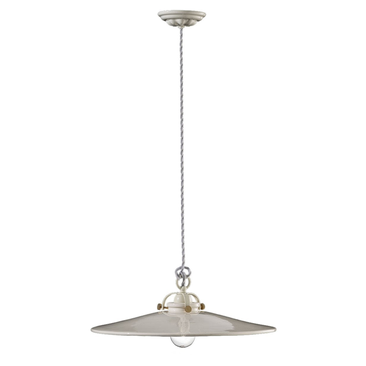 Witte keramische hanglamp B&W met messing afwerking