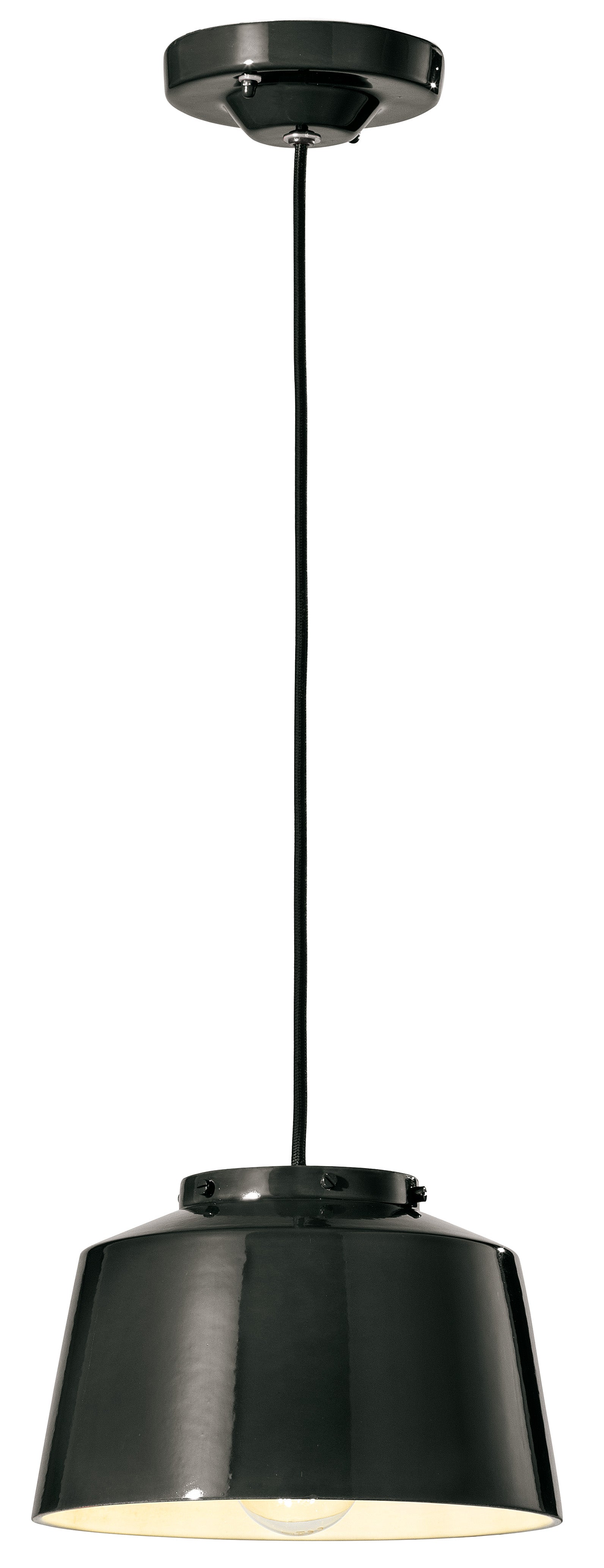 Keramik Pendelleuchte 50er Jahre schwarz