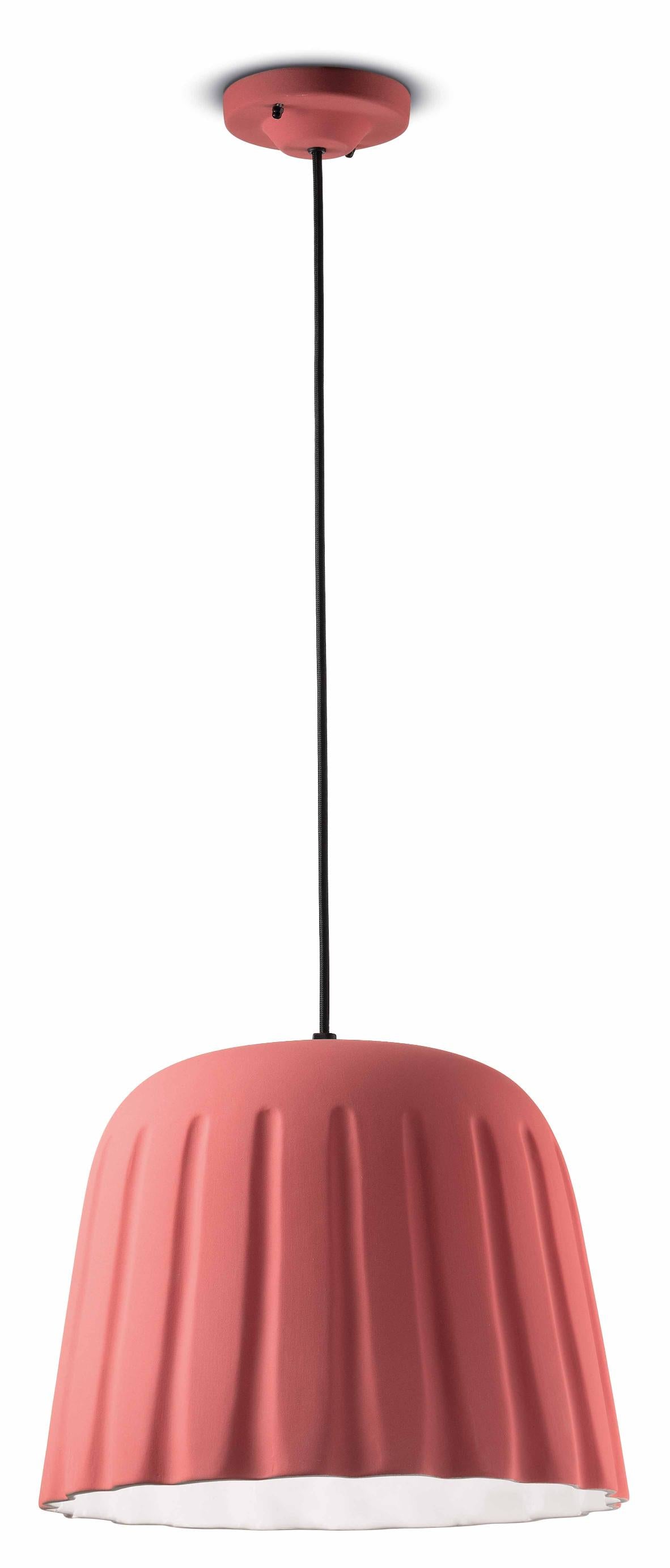 Hanglamp van keramiek MADAME GRES koraalrood