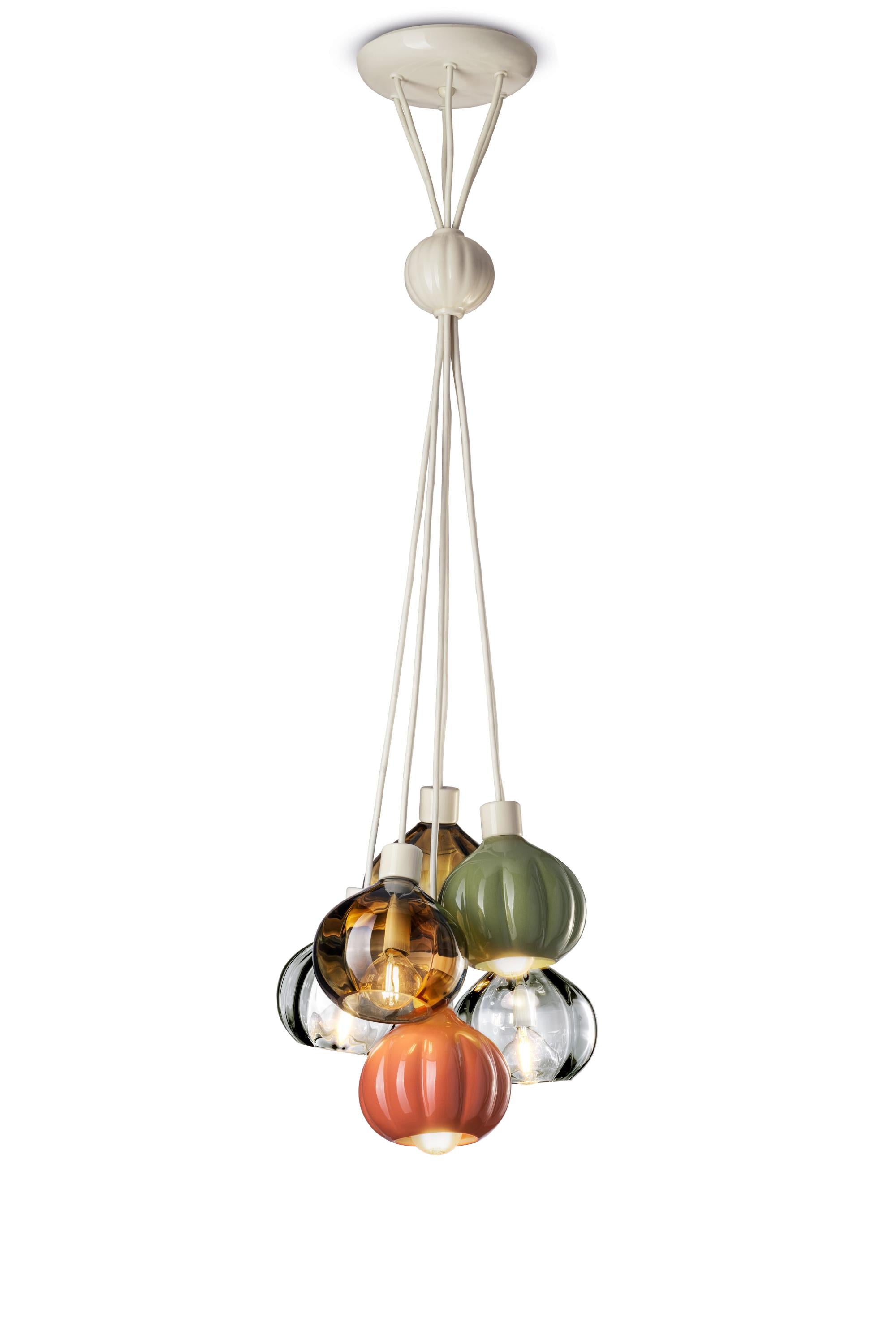 AFOXÉ ceiling lamp in sage with orange and brown