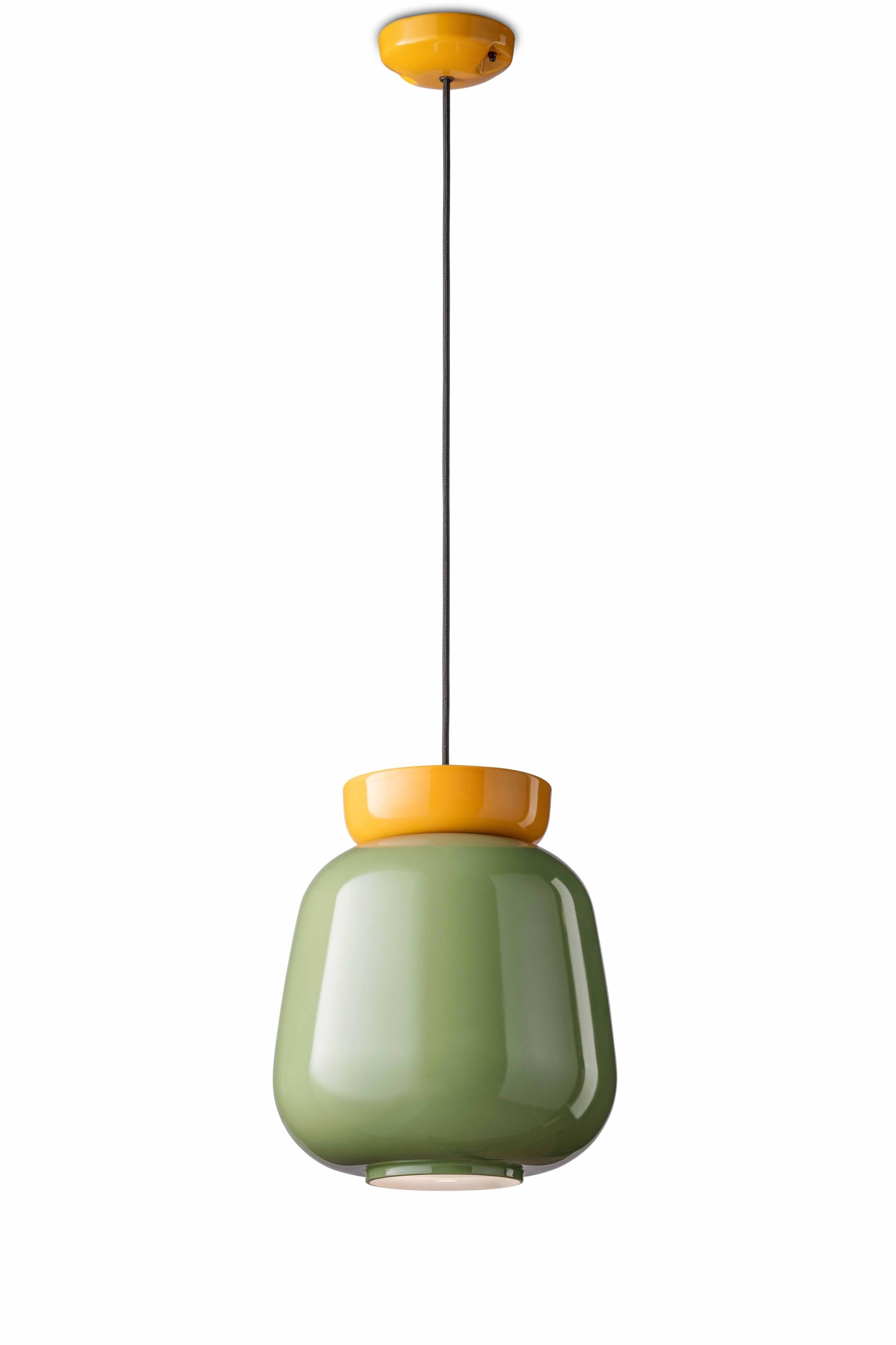 CORCOVADO ceramic pendant lamp in sage with yellow