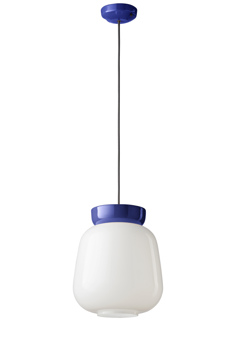 Hanglamp van keramiek CORCOVADO melkachtig met blauw