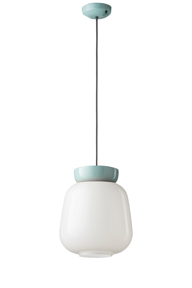 Hanglamp van keramiek CORCOVADO melkachtig met blauw