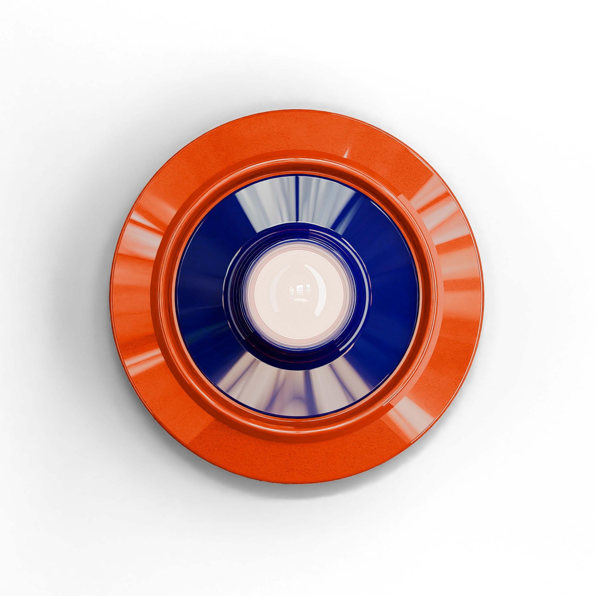 Keramik-Wandleuchte VOILÀ orange mit Kobalt