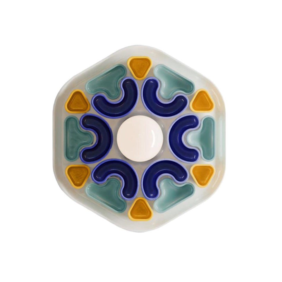 Ceramic wall lamp PHYTIA cream with blue and yellow