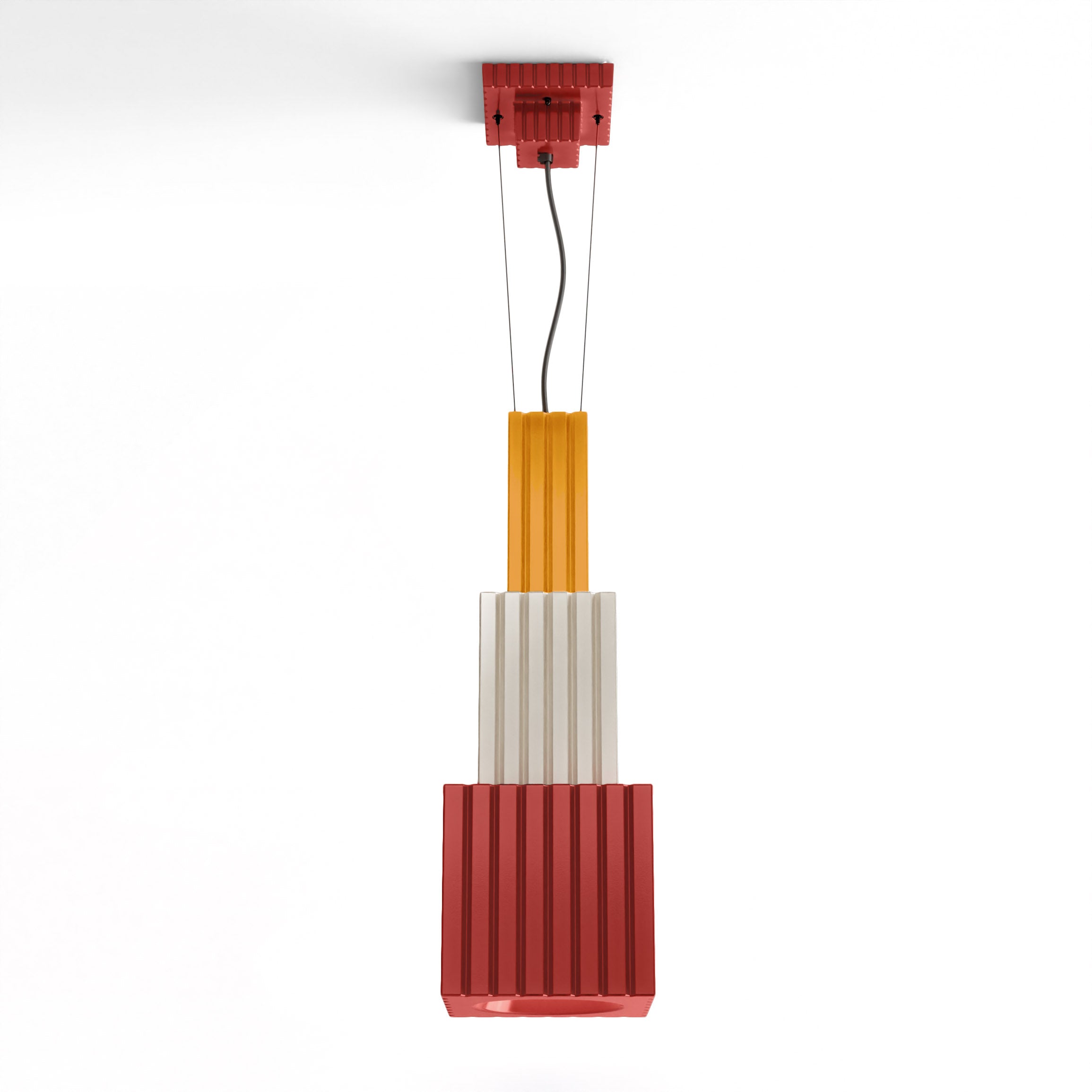 Hanglamp van keramiek METRA oranje met crème en geel