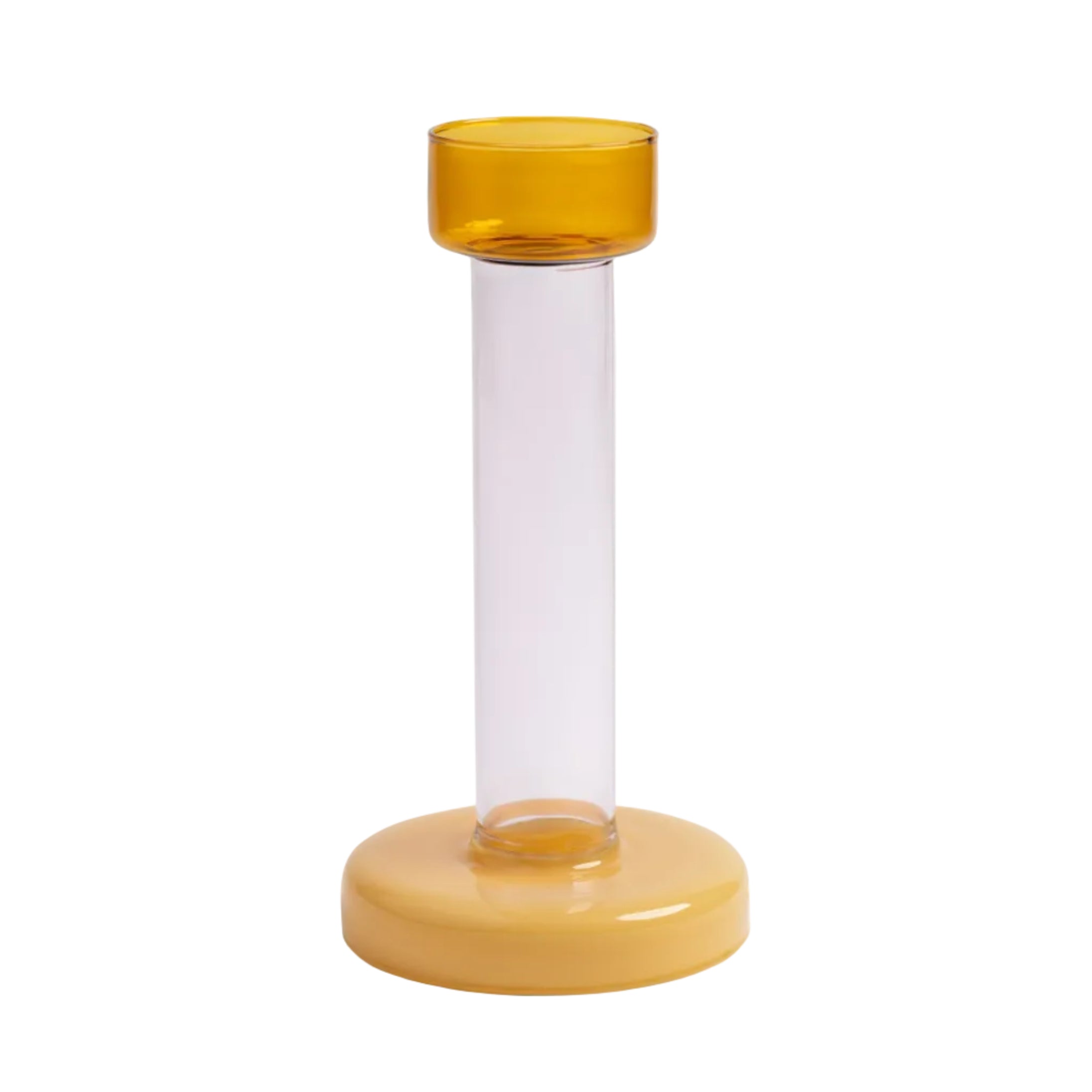 Teelichthalter BOLE gelb mit rosa