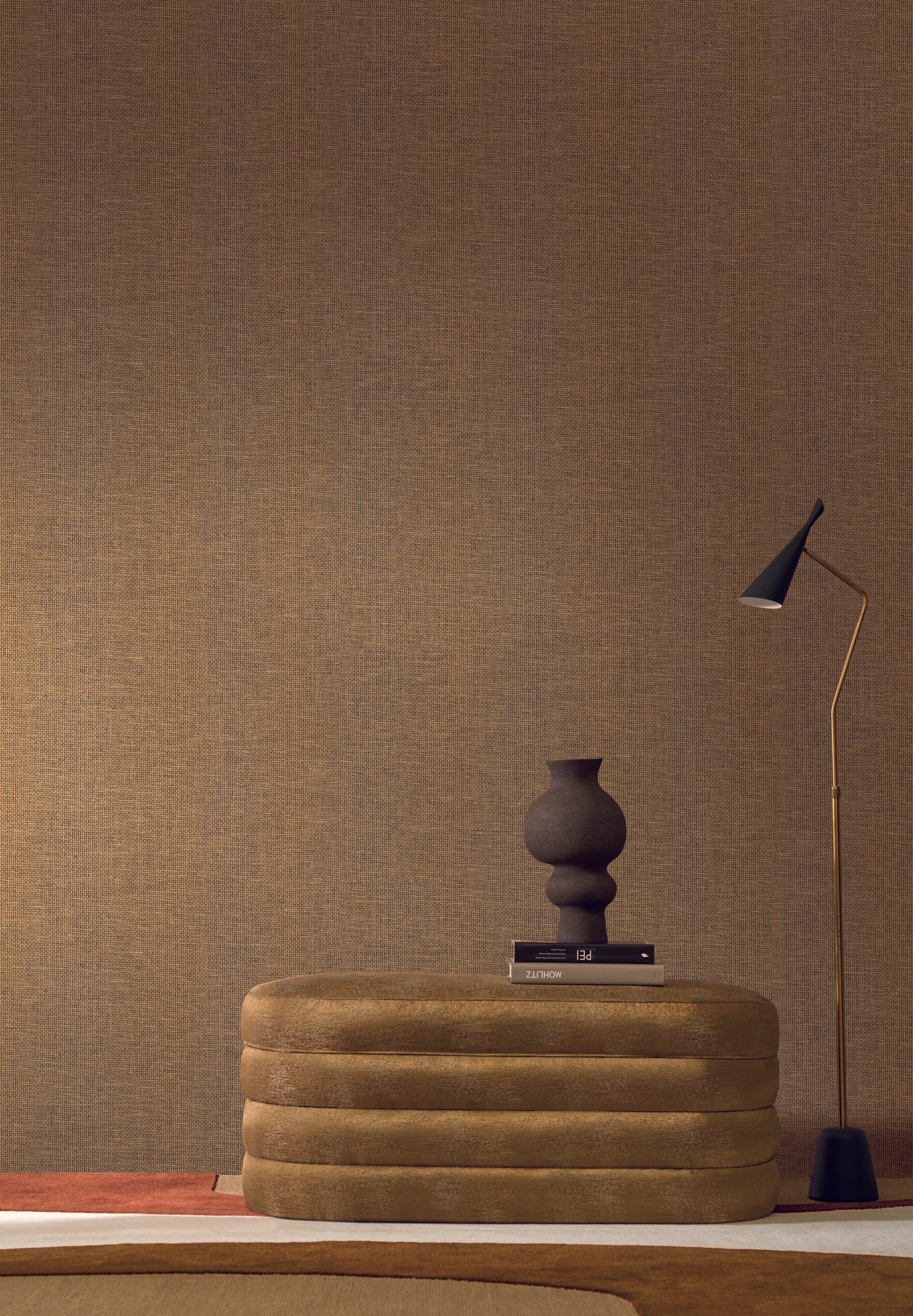 Structuurtapijt dat raffia imiteert VANNORA - BOIS DE ROSE gedempt roze