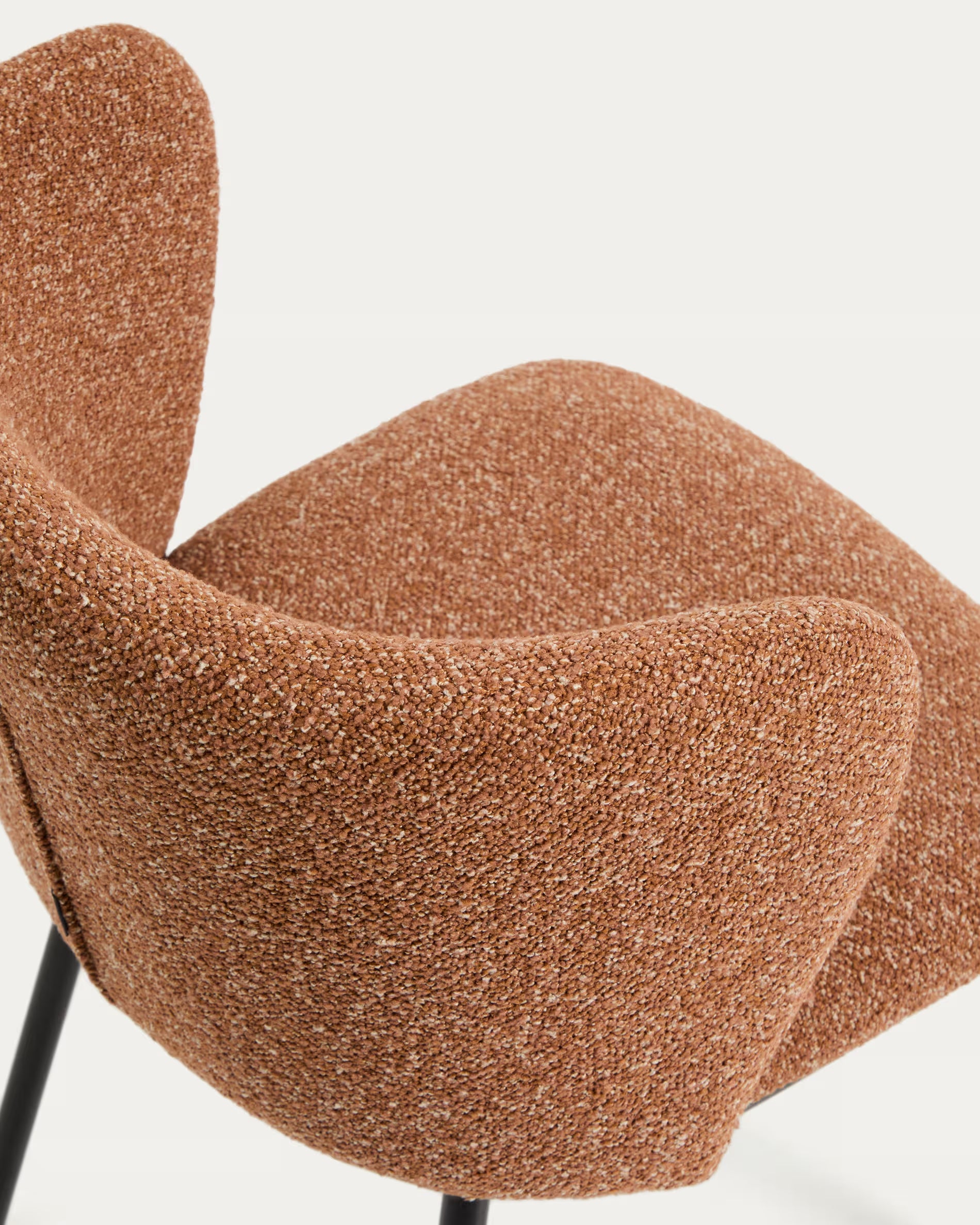 Bar stool CISELIA brick chenille with black base