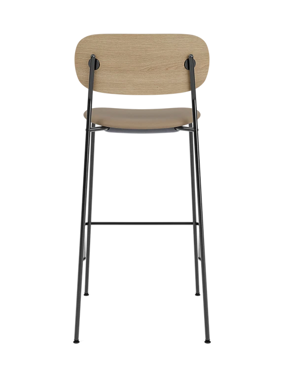 Hocker CO eiken met beige gestofferde zitting