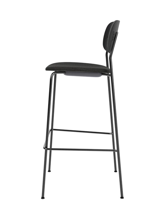 Hocker CO zwart eikenfineer met zwart gestoffeerde zitting