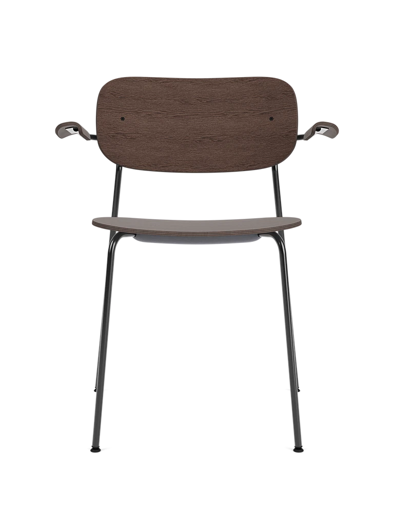 Stoel met armleuningen CO donker eikenfineer met zwarte basis