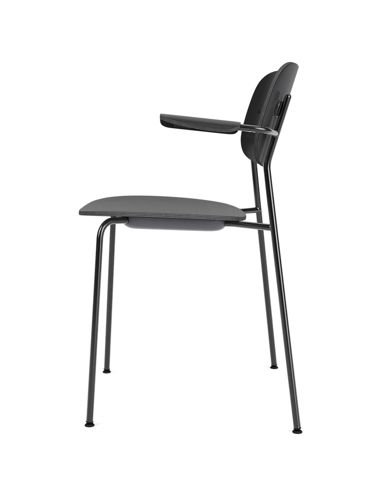 CO Armchair with Armrests Black Oak Veneer with Black Base