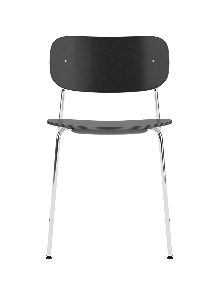 Stuhl CO schwarz Eichenfurnier mit verchromtem Gestell