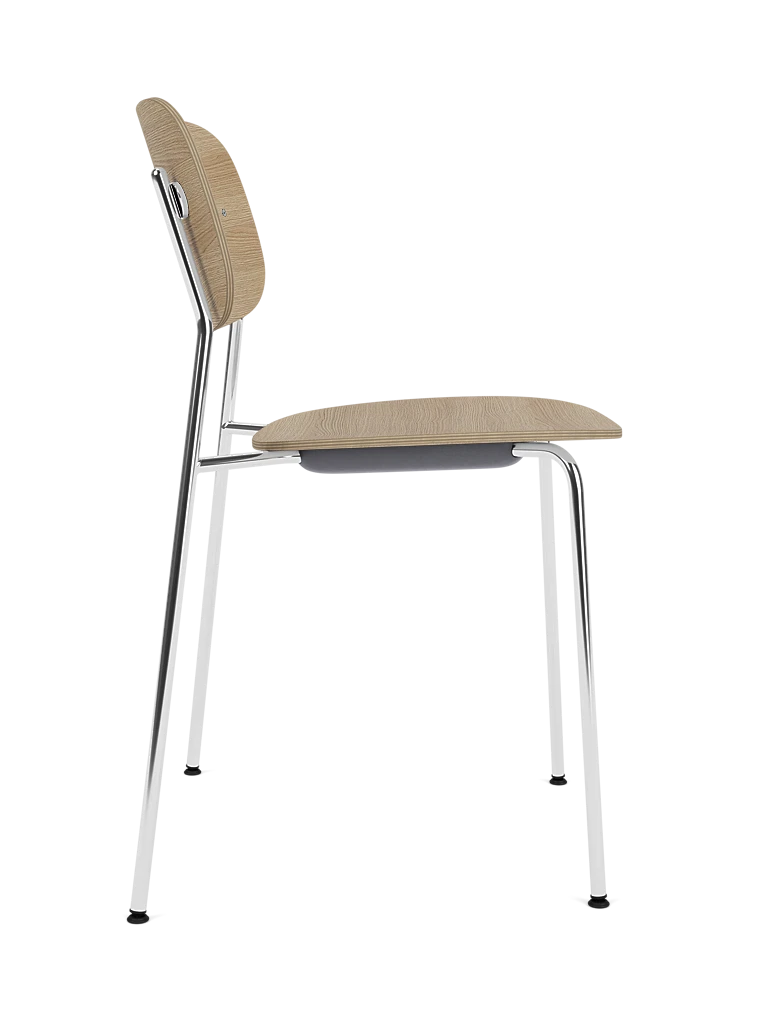 Stuhl CO aus Eichenfurnier mit verchromtem Gestell