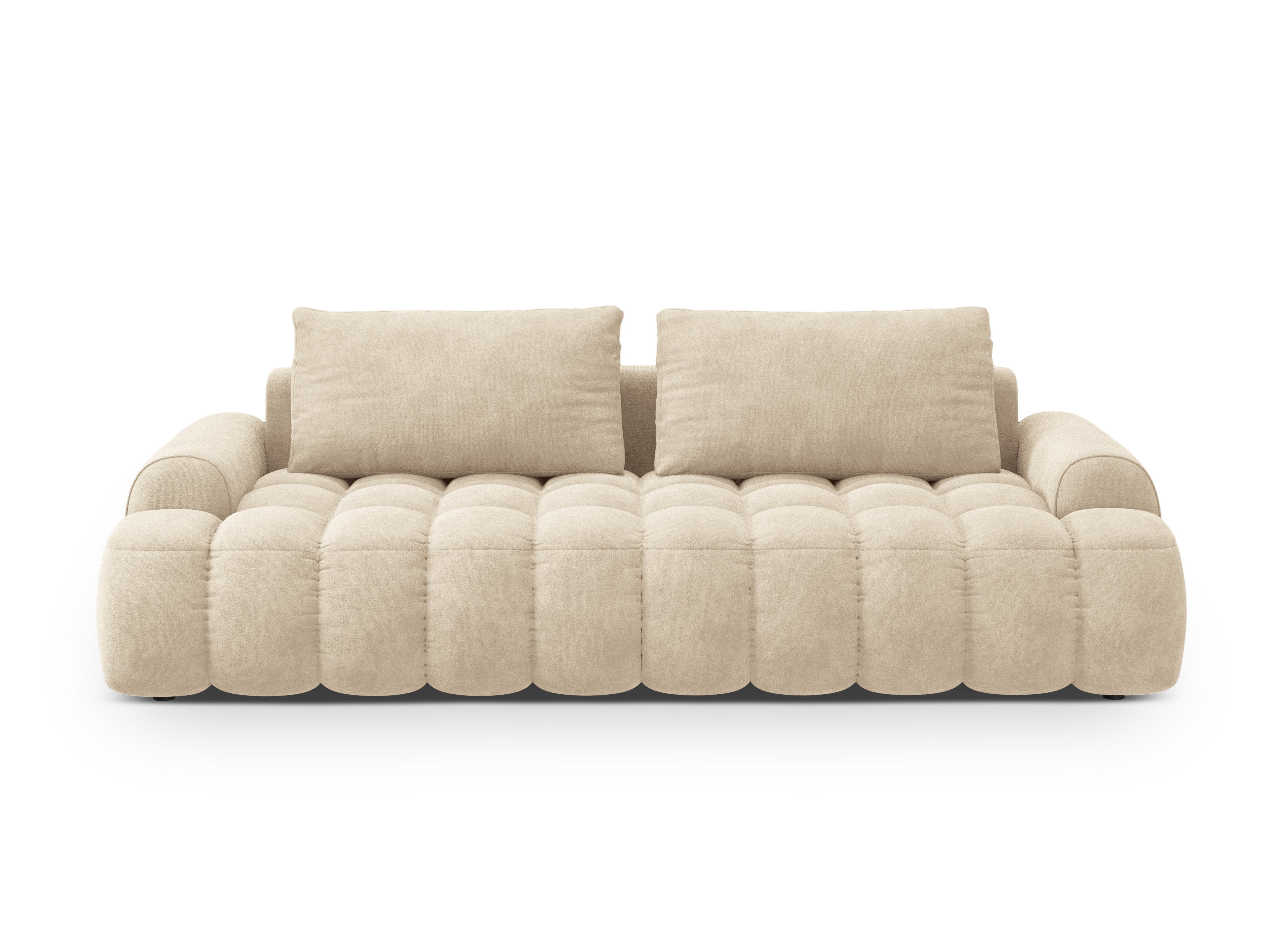 Sofa aus Samt mit Schlaf-Funktion für 4 Personen LINZ hellbeige