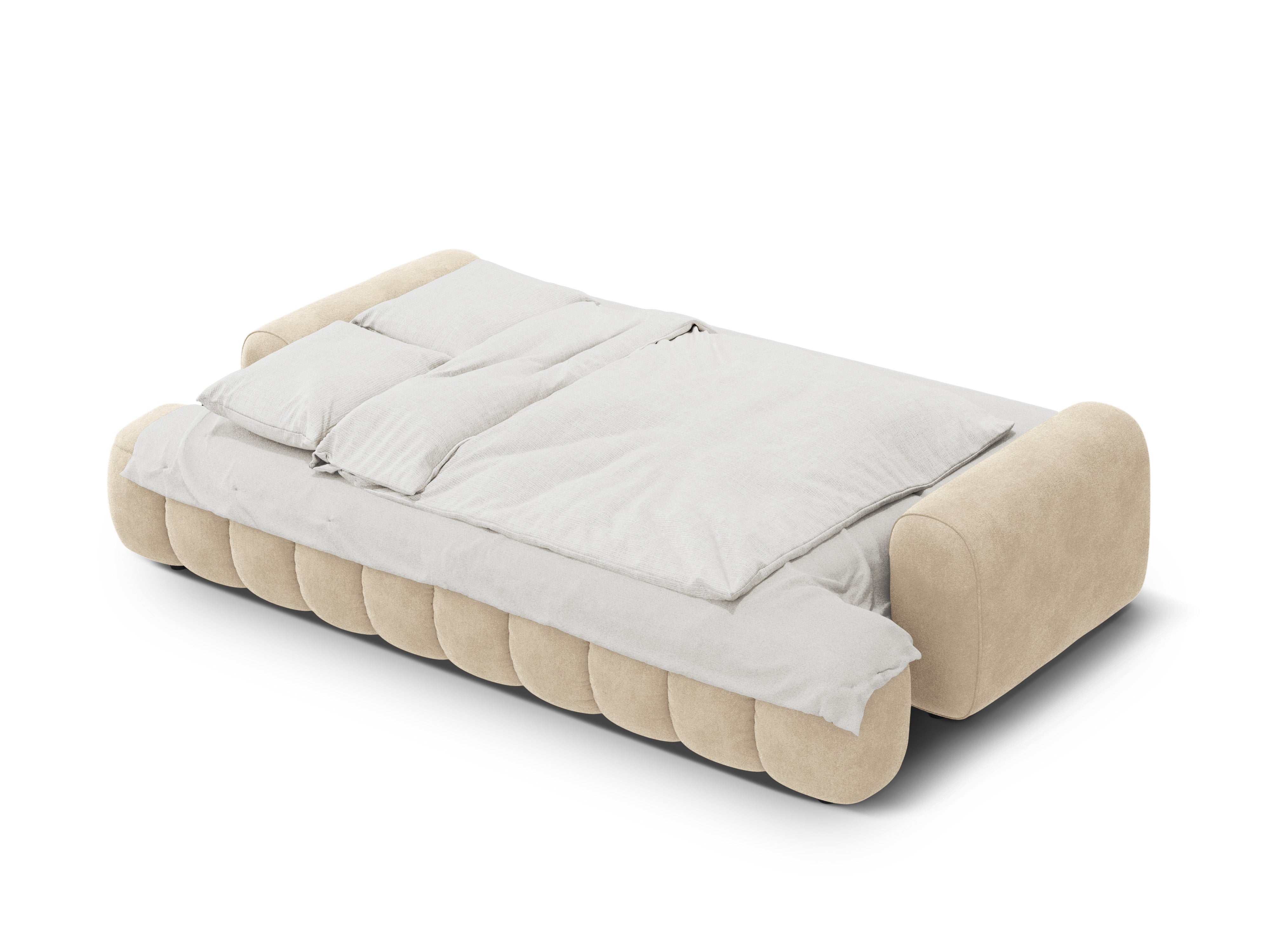 Sofa aus Samt mit Schlaf-Funktion für 4 Personen LINZ hellbeige