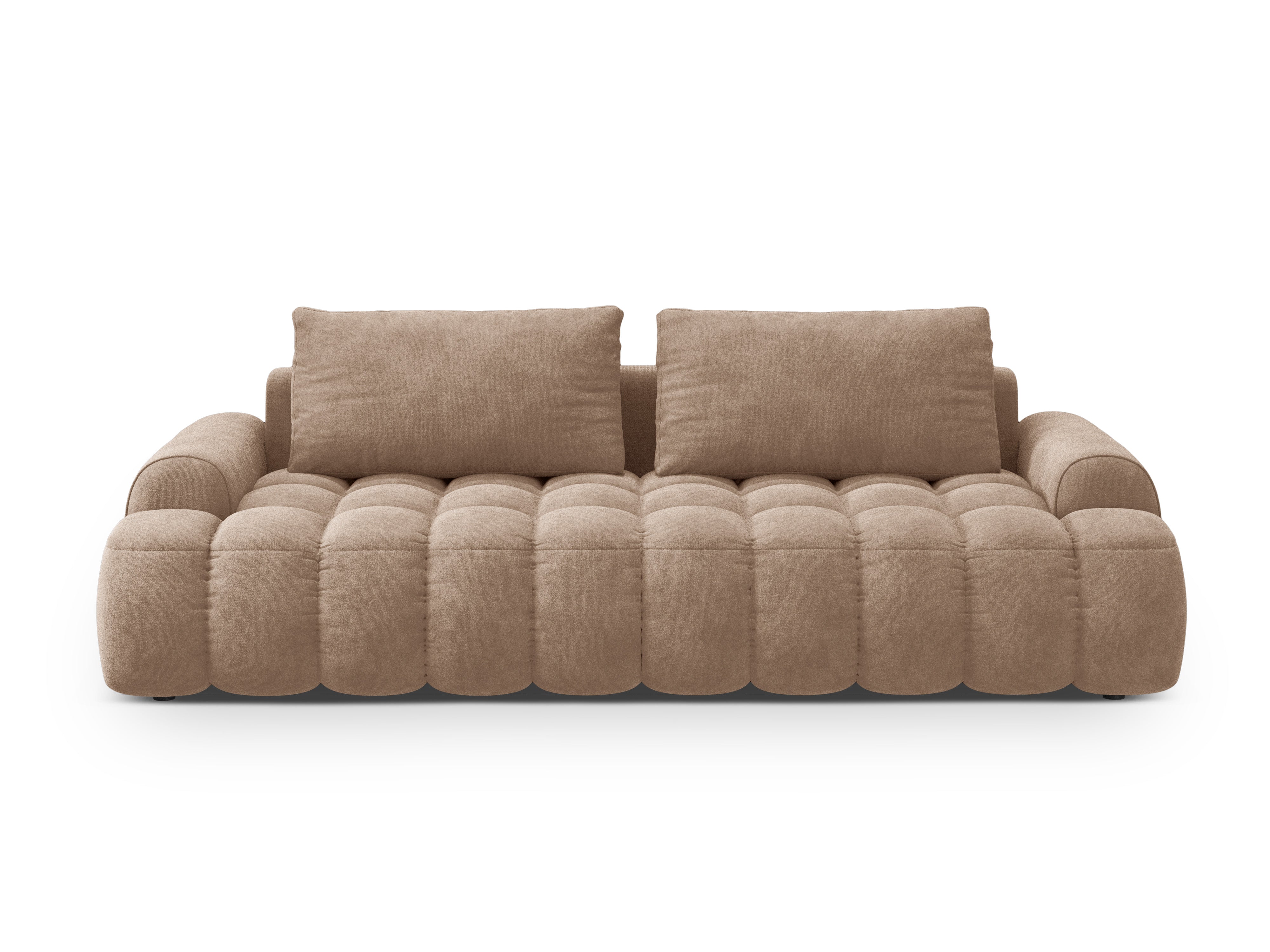 Sofa aus Samt mit Schlaf-Funktion für 4 Personen LINZ dunkelbeige