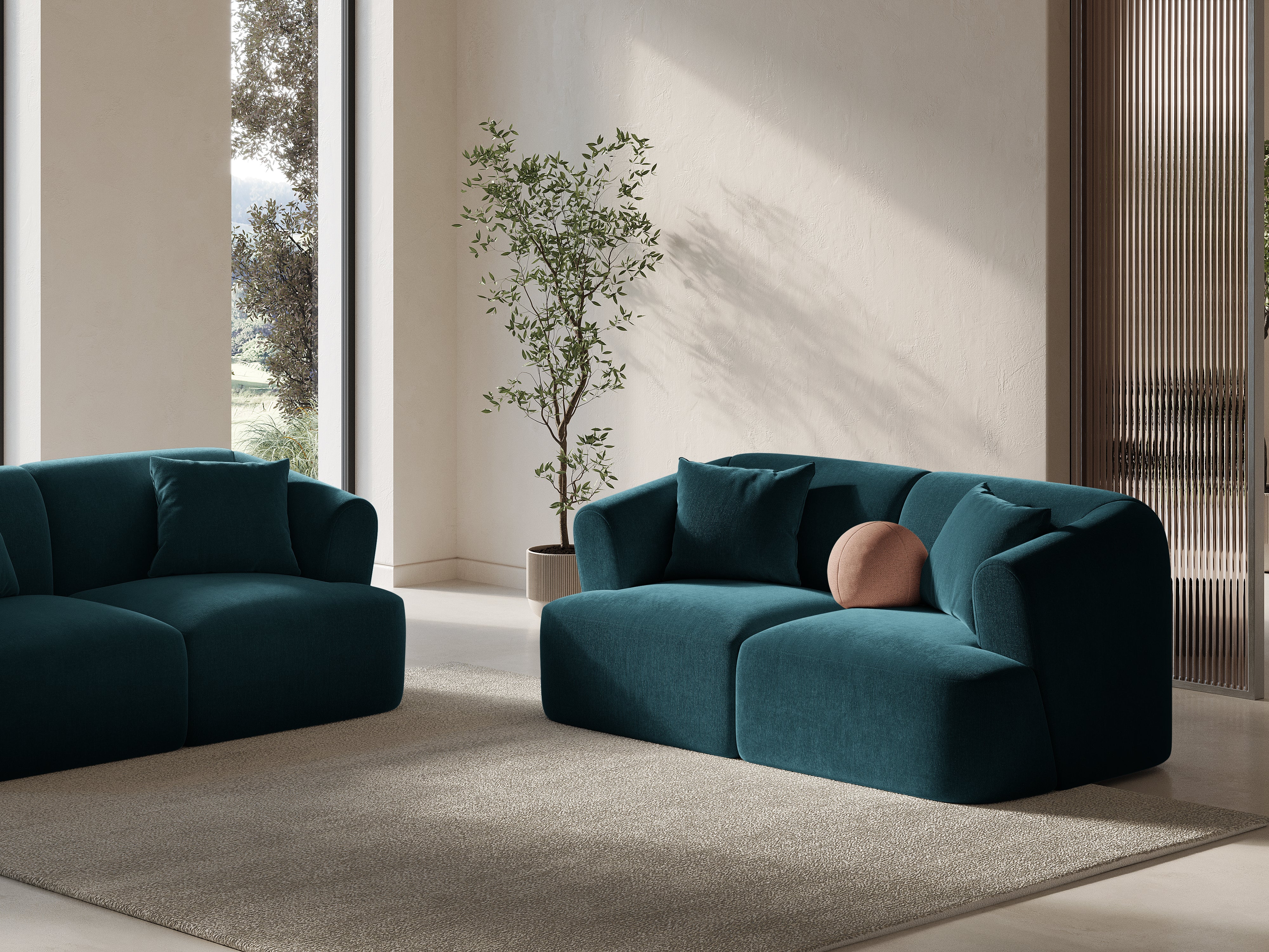 Sofa van fluweel voor 2 personen CAMPI petrol