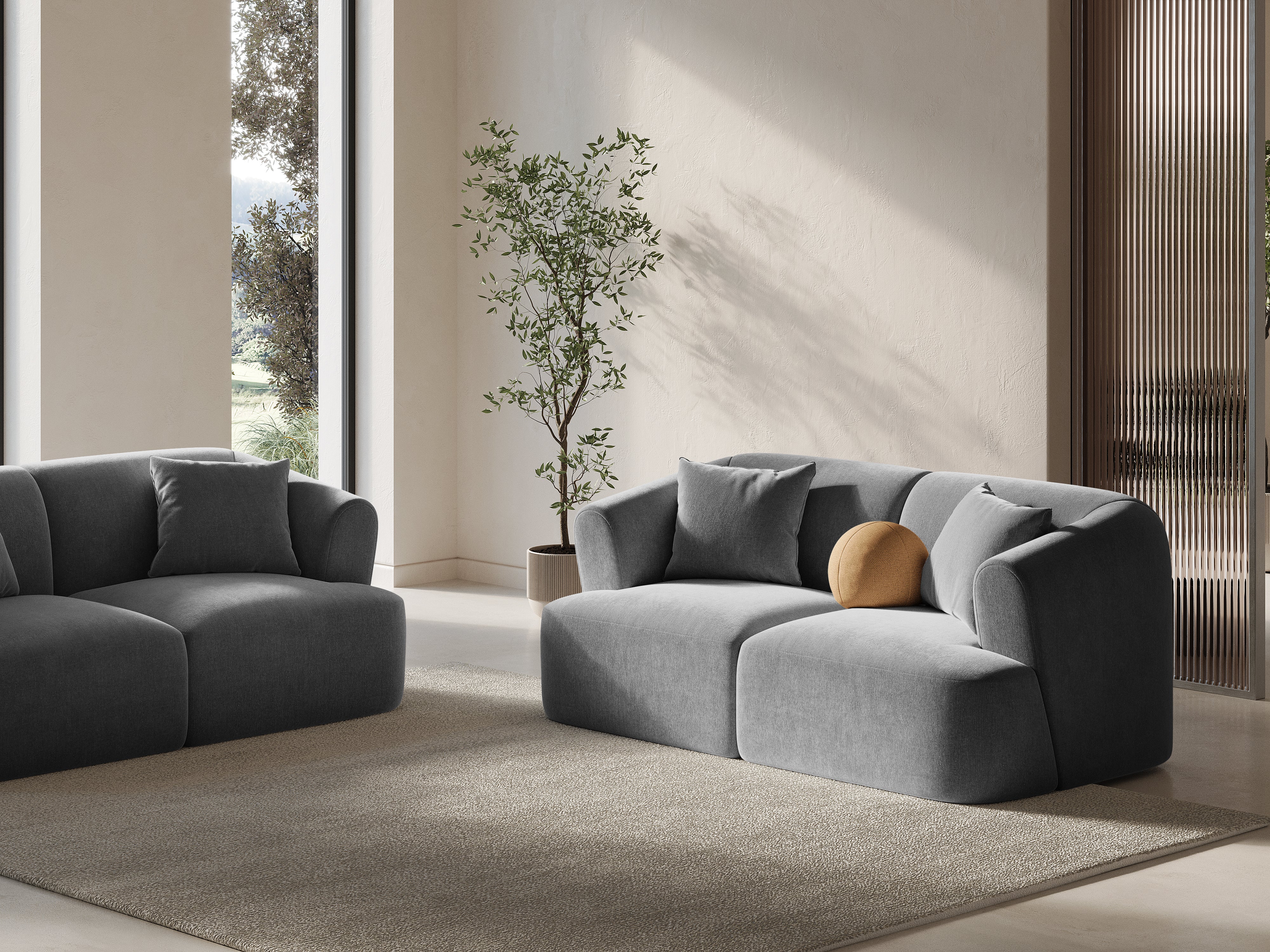 Gray 2-Seater Velvet Sofa CAMPI