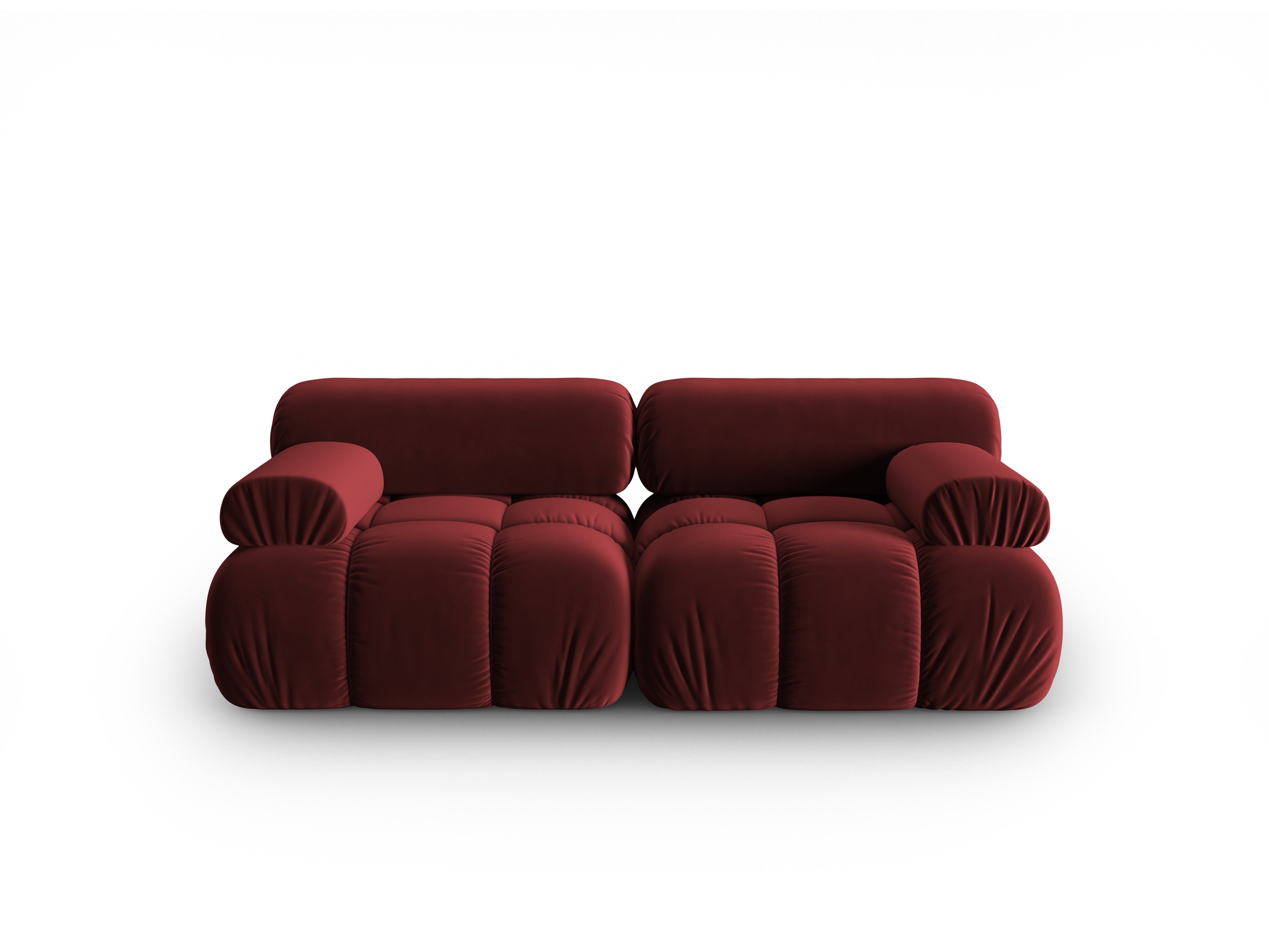 Sofa aksamitna 2-osobowa CORTINA winny czerwony – Cosmopolitan Design