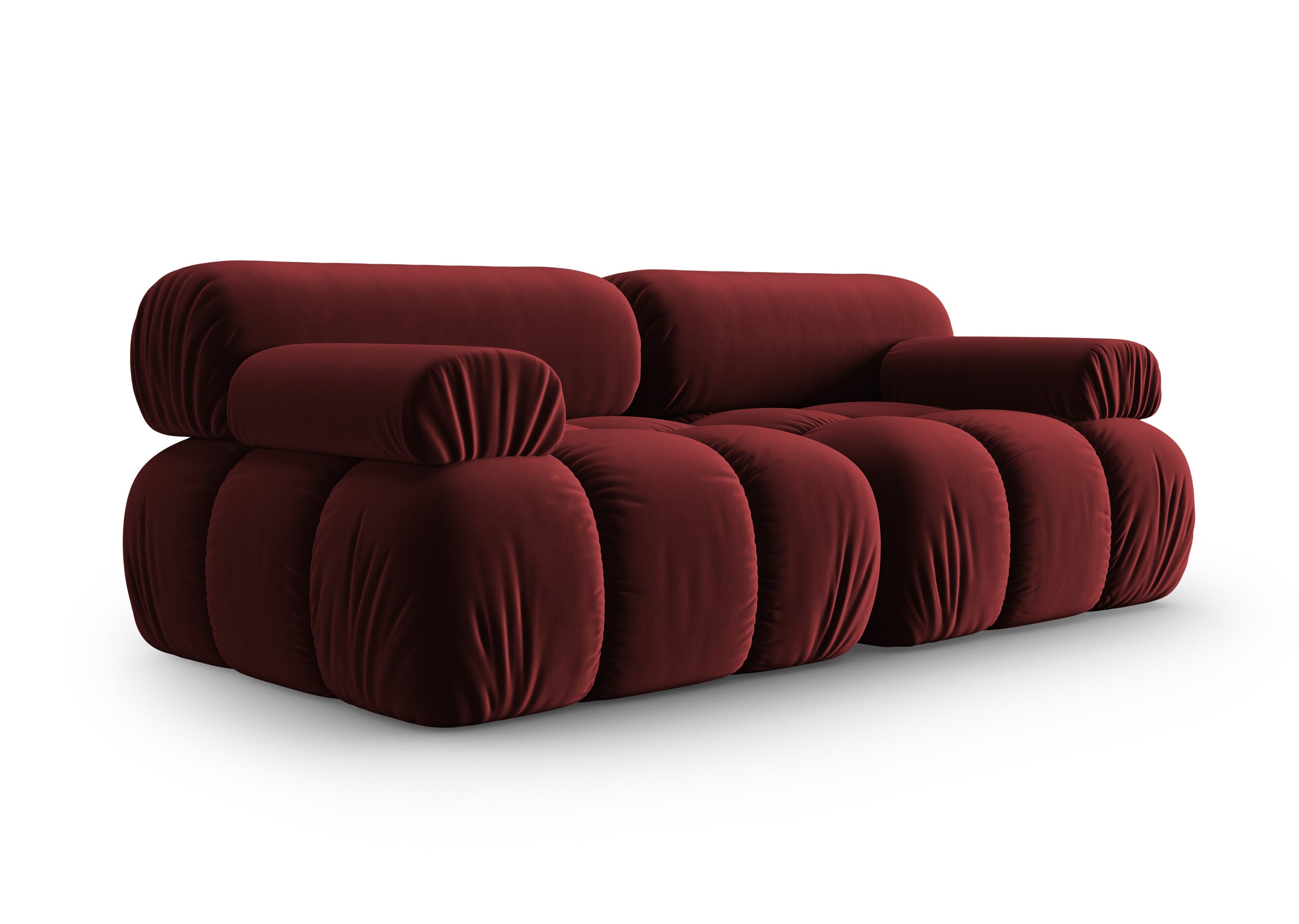 Sofa aksamitna 2-osobowa CORTINA winny czerwony do salonu