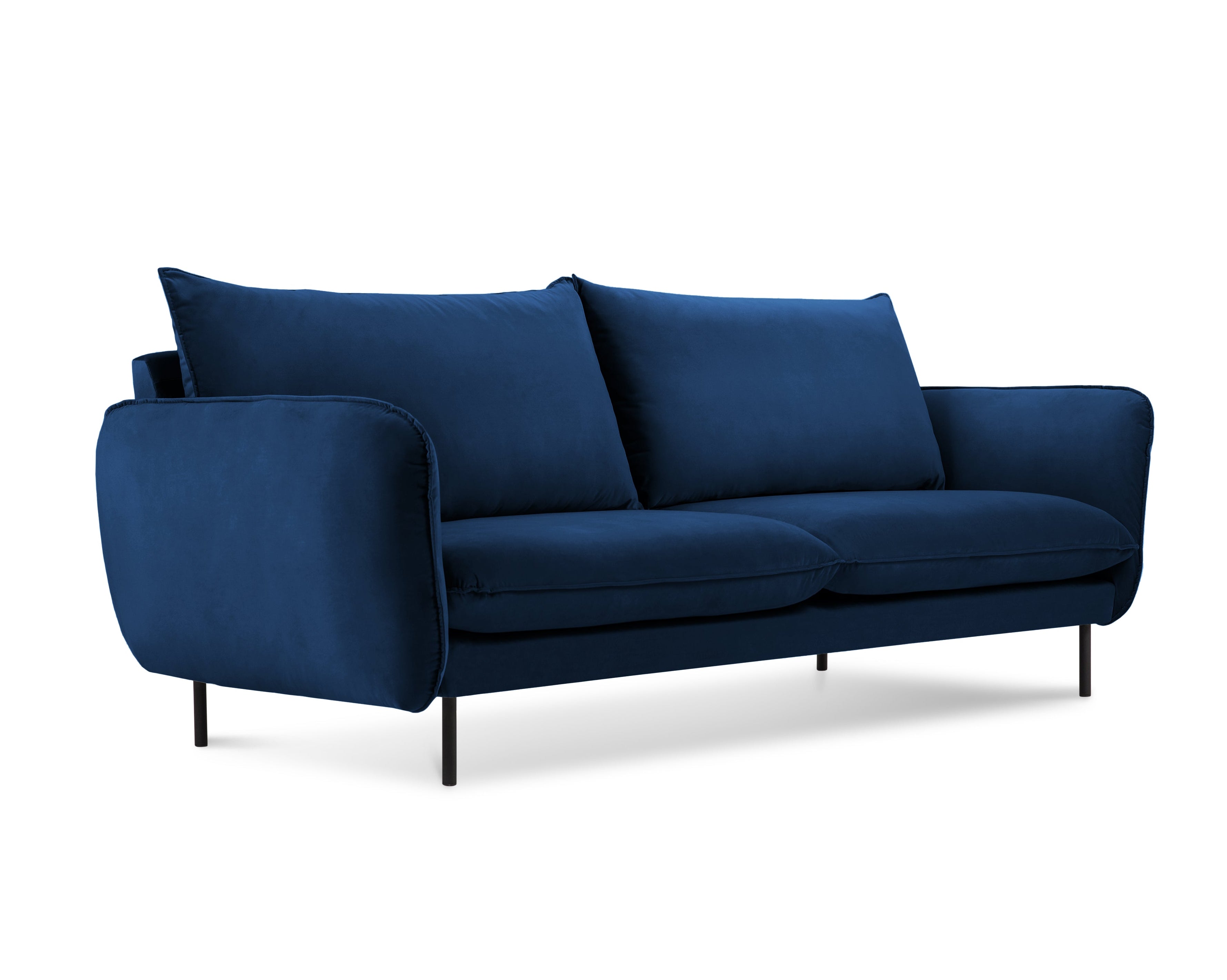 Sofa van fluweel voor 2 personen VIENNA koninklijk blauw met zwarte basis