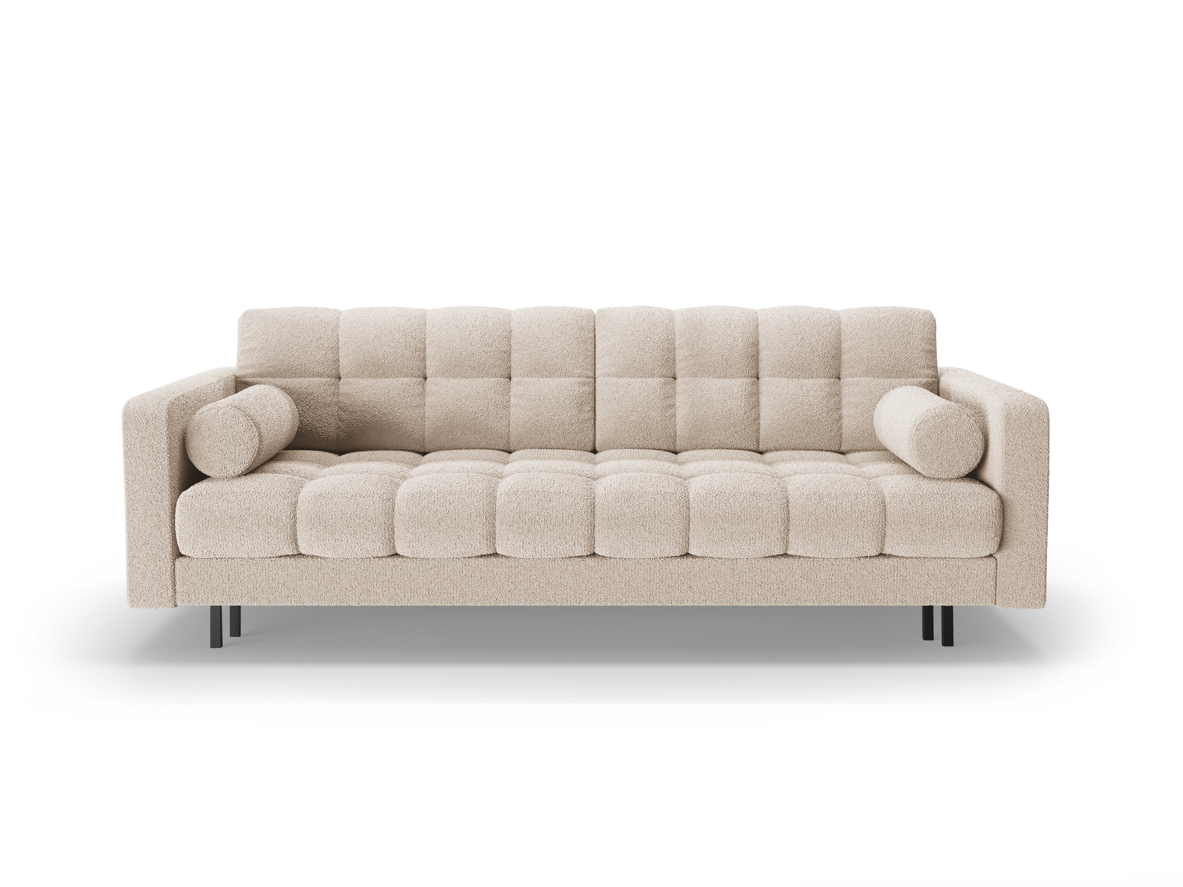 3-Sitzer Sofa mit Schlaffunktion BALI beige Bouclé mit schwarzem Untergestell