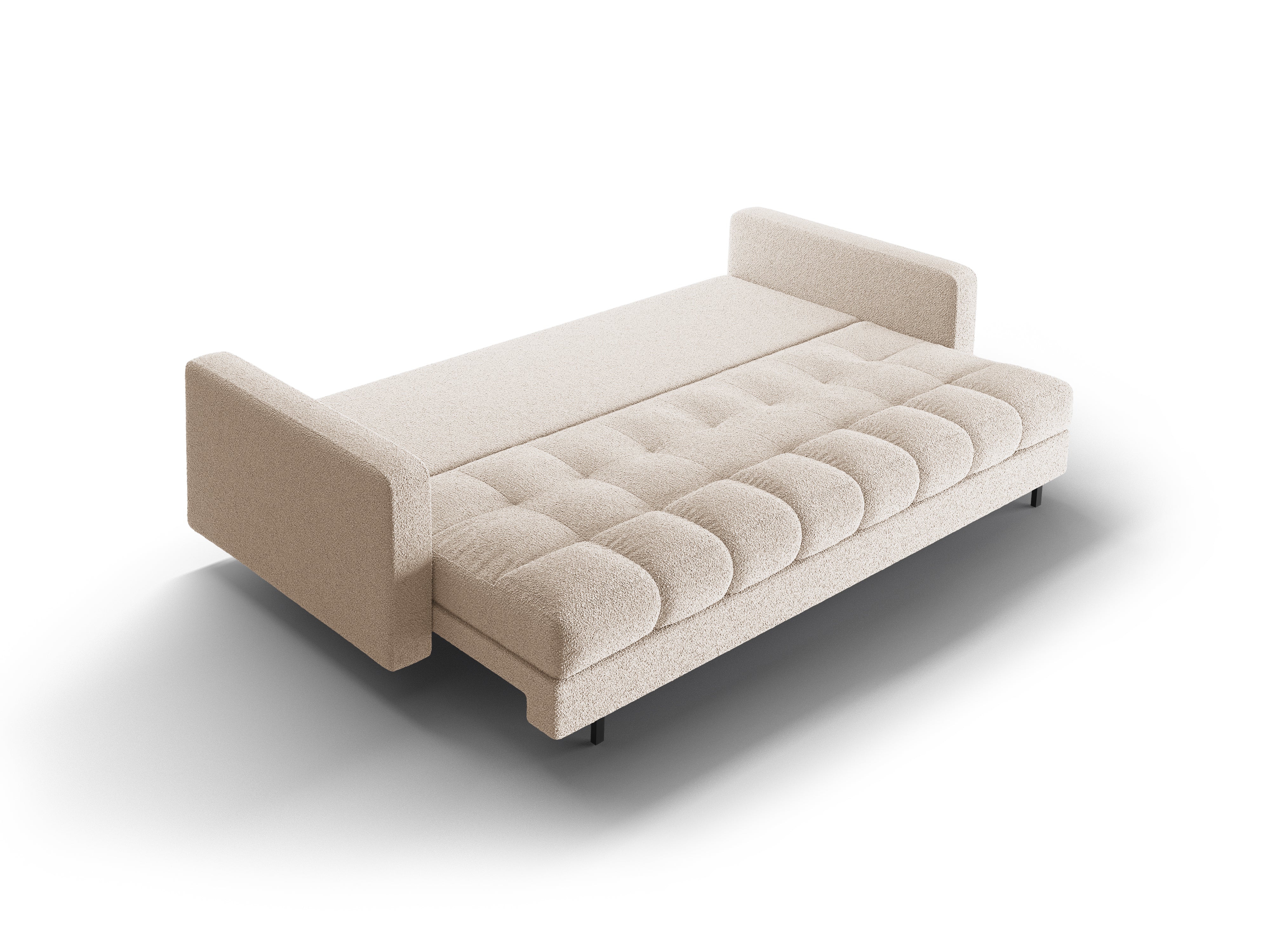 3-Sitzer Sofa mit Schlaffunktion BALI beige Bouclé mit schwarzem Untergestell