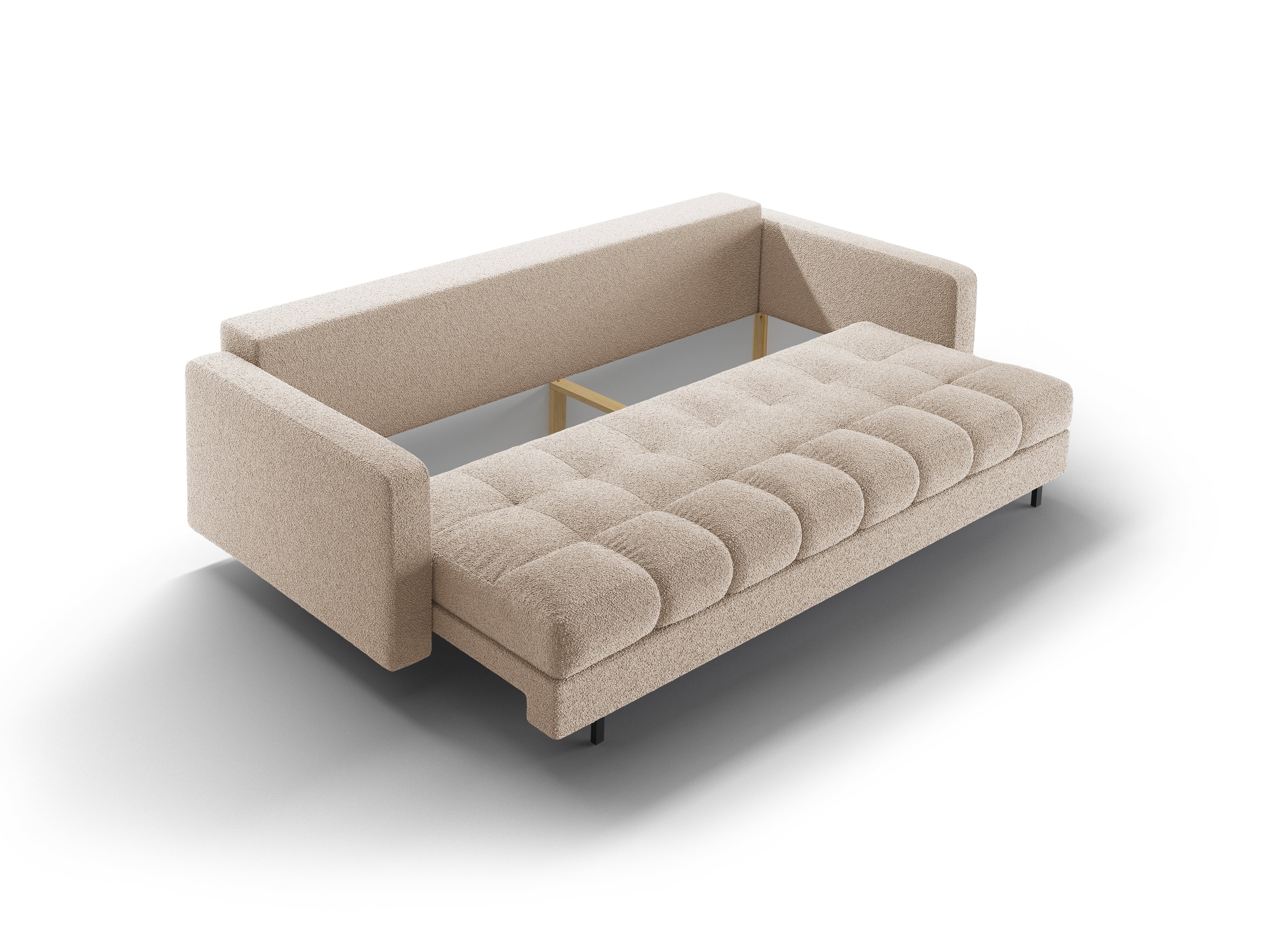 3-Sitzer Sofa mit Schlaffunktion BALI beige Bouclé mit schwarzem Untergestell