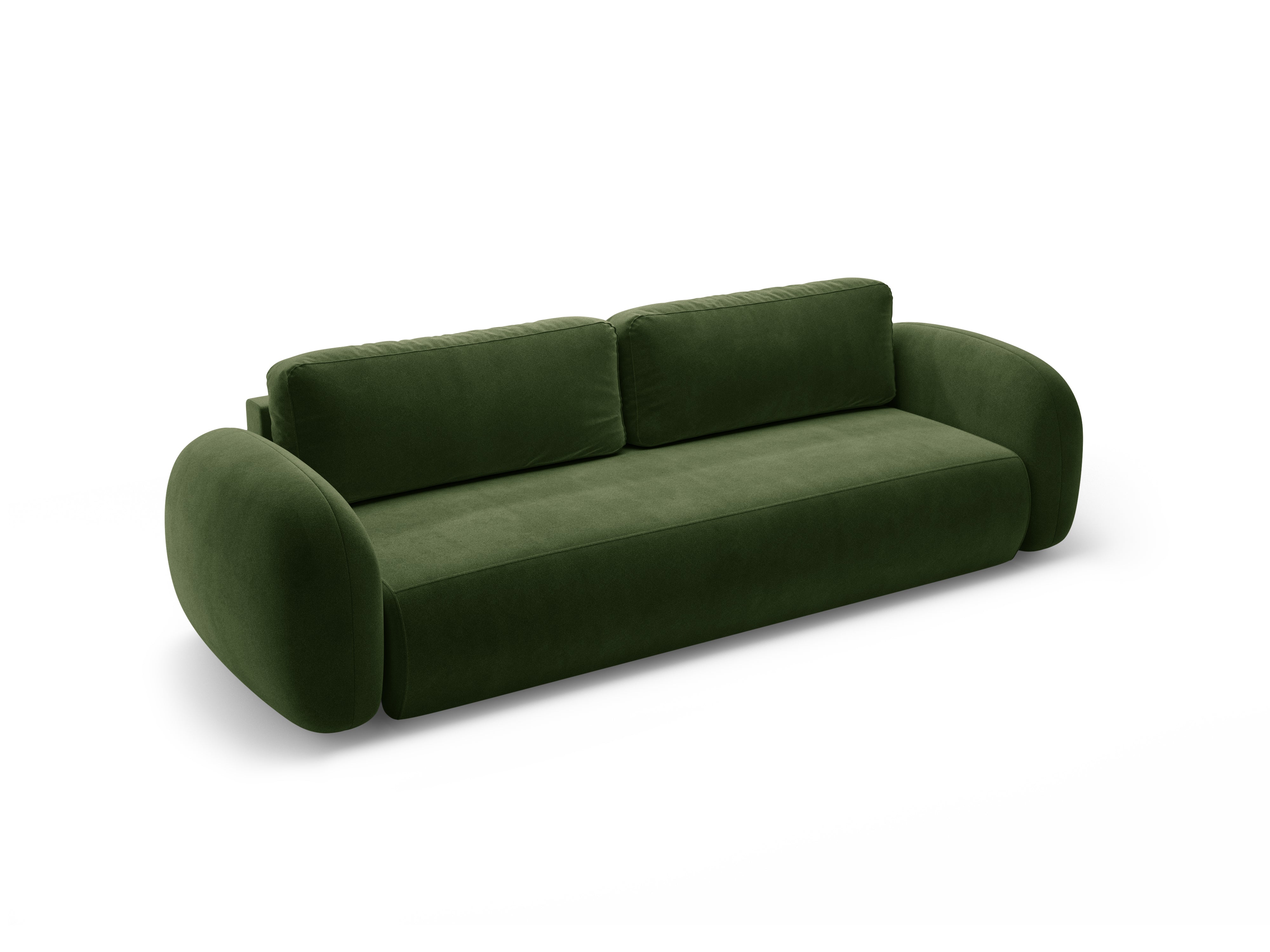 Velvet sofa with sleeping function, 3-seater TONALE in military green
