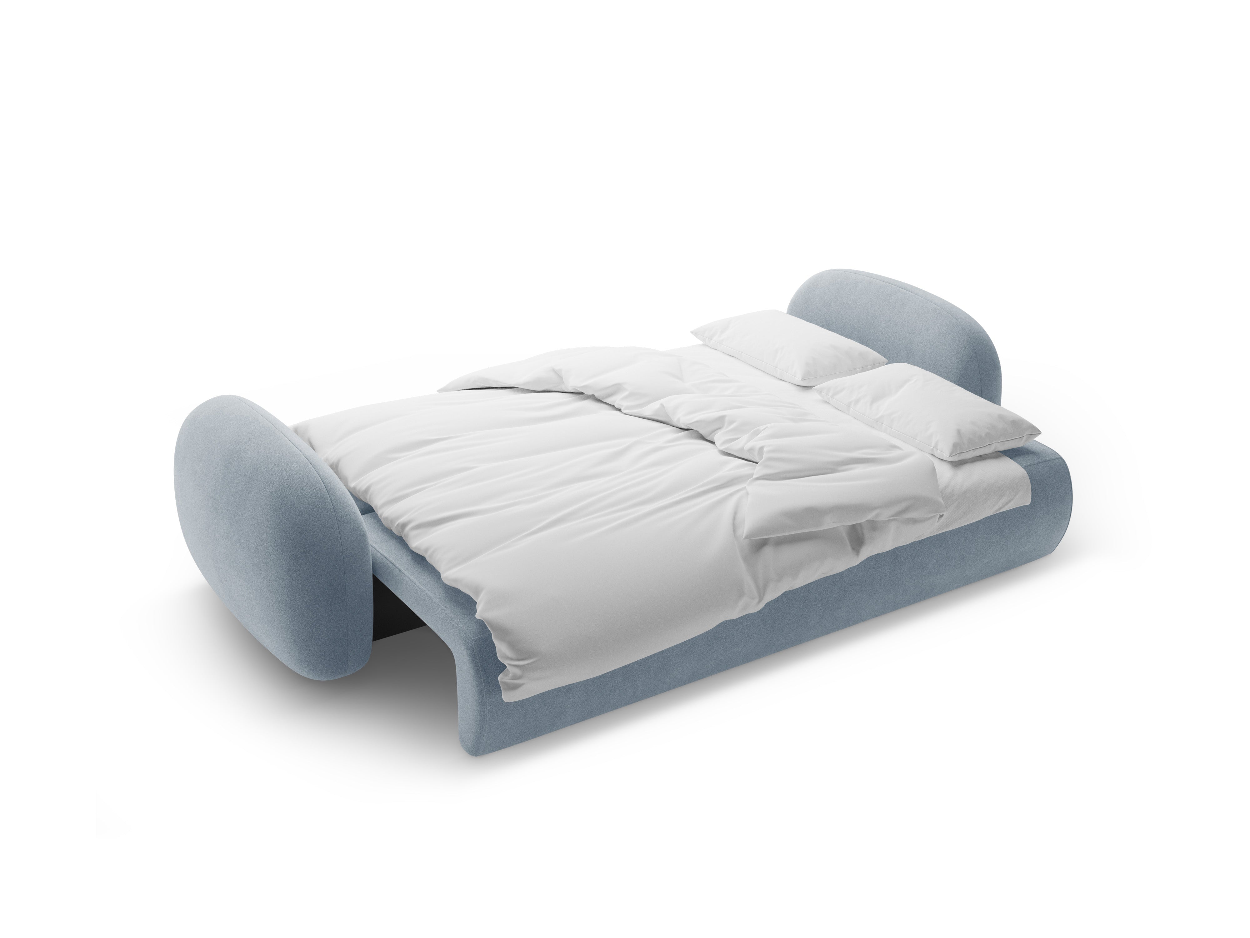 Sofa van fluweel met slaapfunctie voor 3 personen TONALE lichtblauw