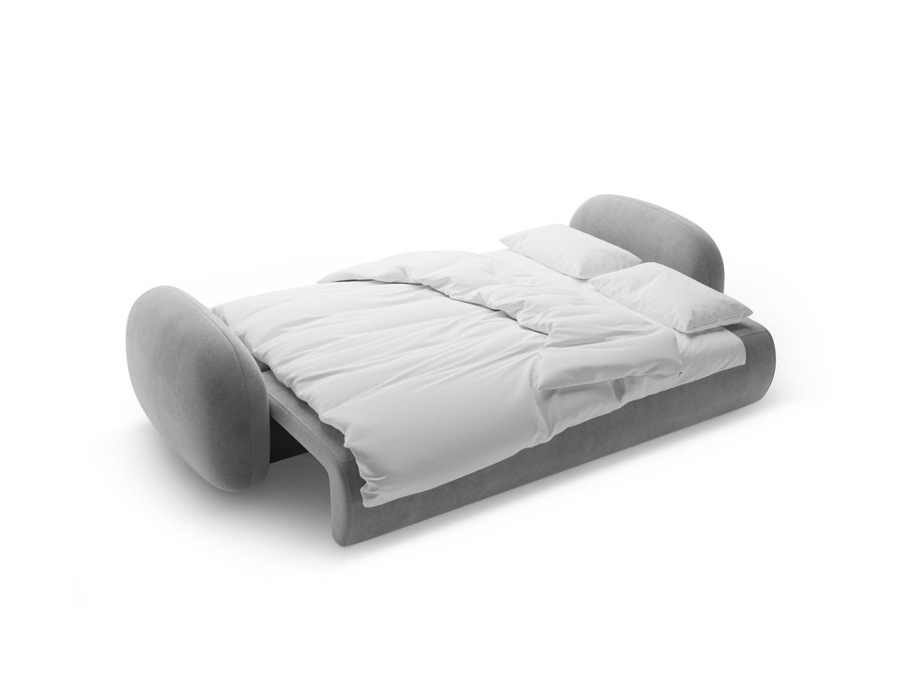 Sofa van fluweel met slaapfunctie voor 3 personen TONALE donkergrijs