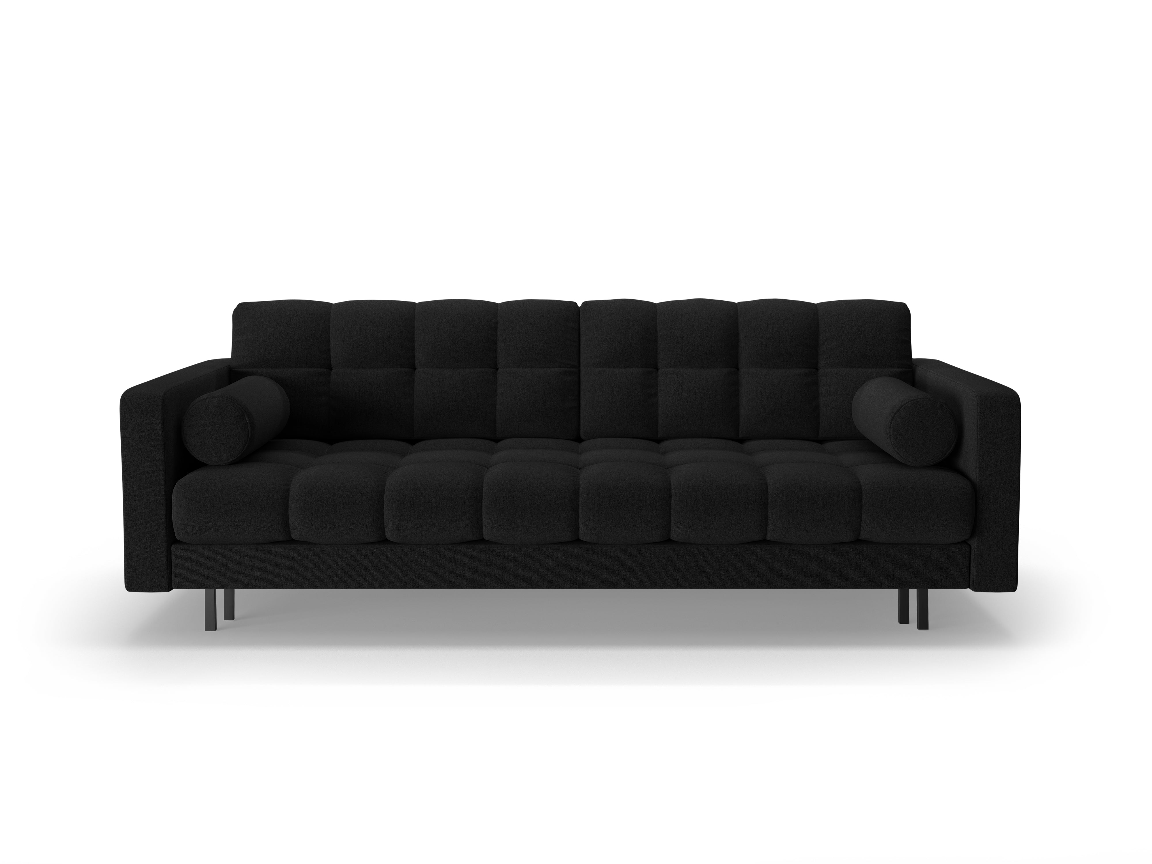3-Sitzer Sofa mit Schlaffunktion BALI schwarzer Bouclé mit schwarzem Untergestell