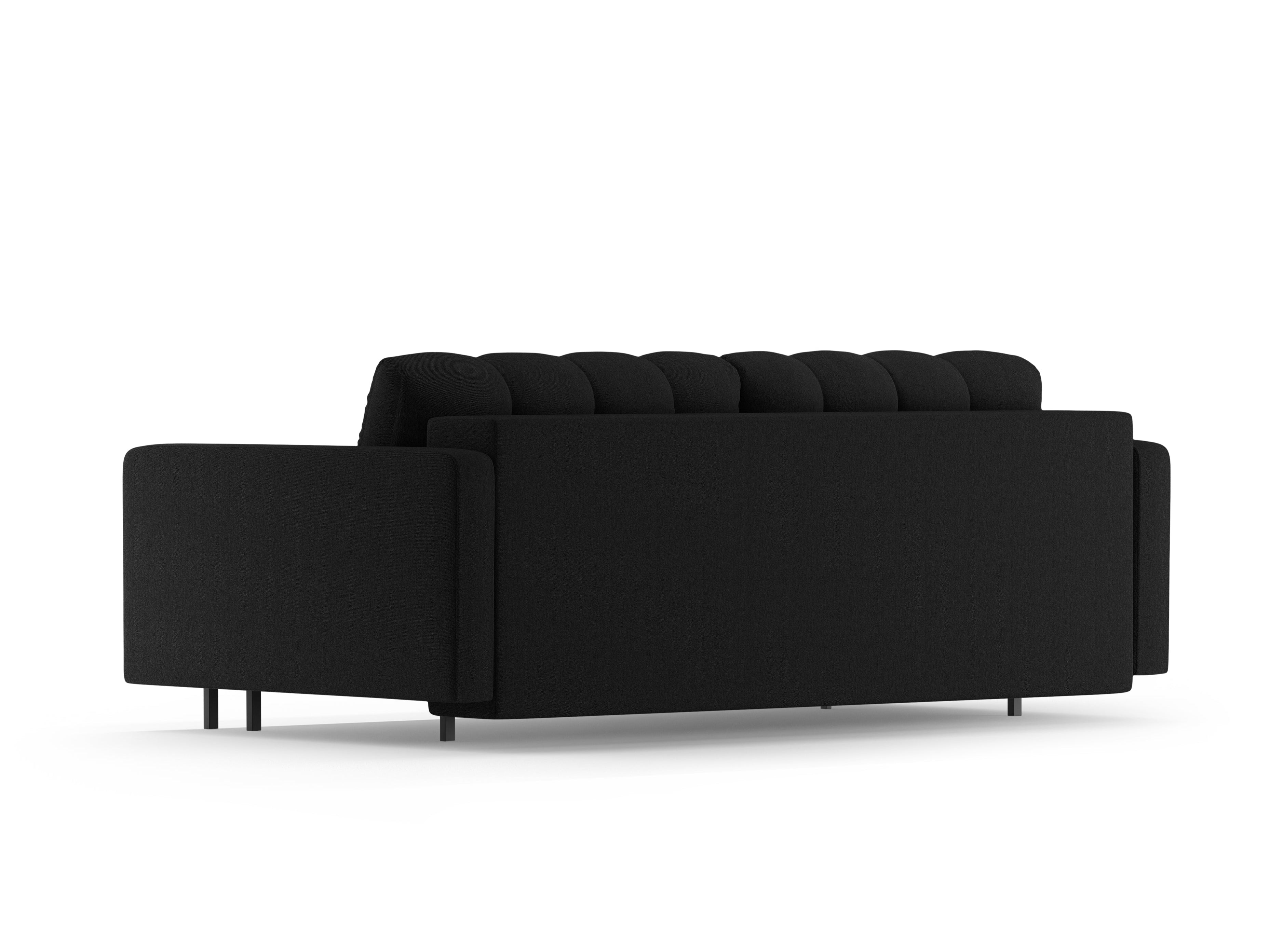 3-Sitzer Sofa mit Schlaffunktion BALI schwarzer Bouclé mit schwarzem Untergestell