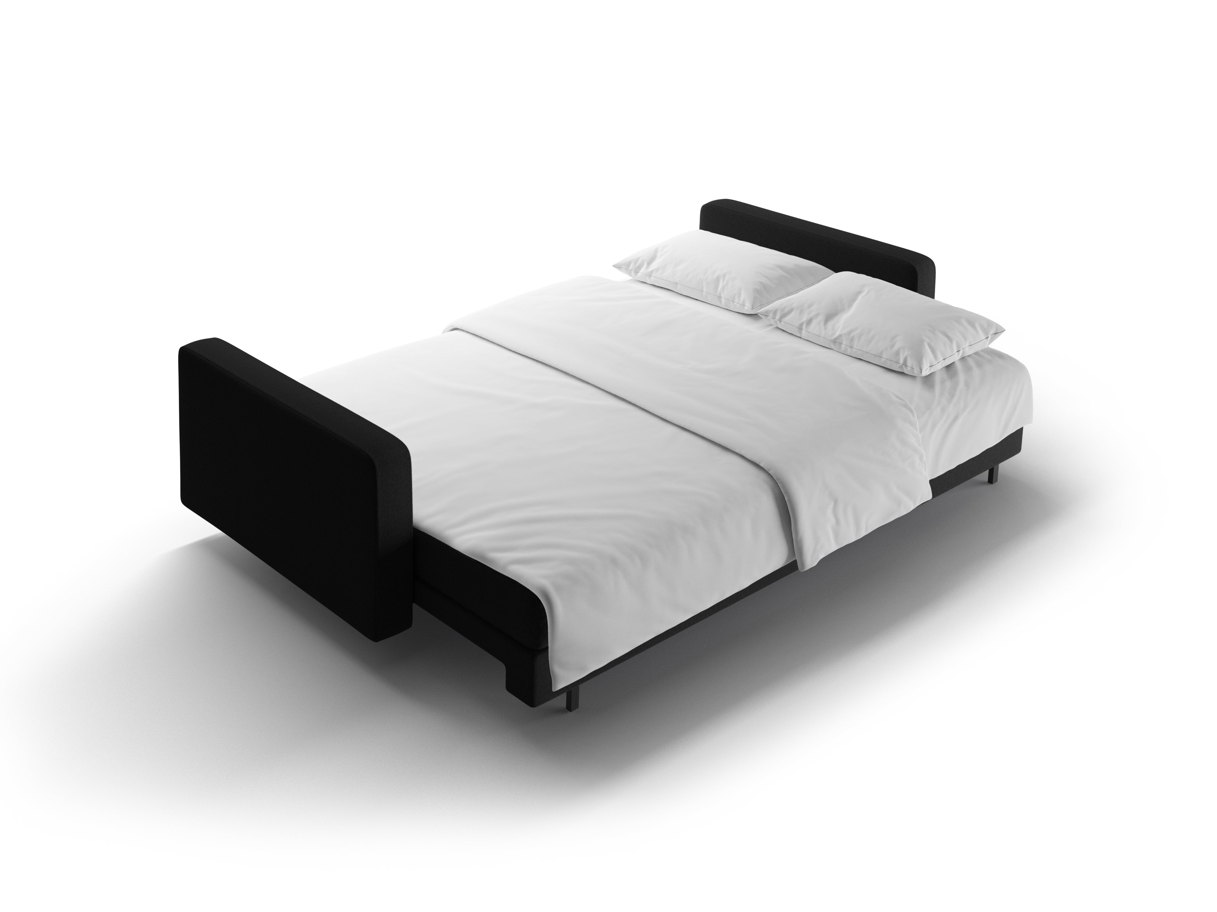 3-Sitzer Sofa mit Schlaffunktion BALI schwarzer Bouclé mit schwarzem Untergestell