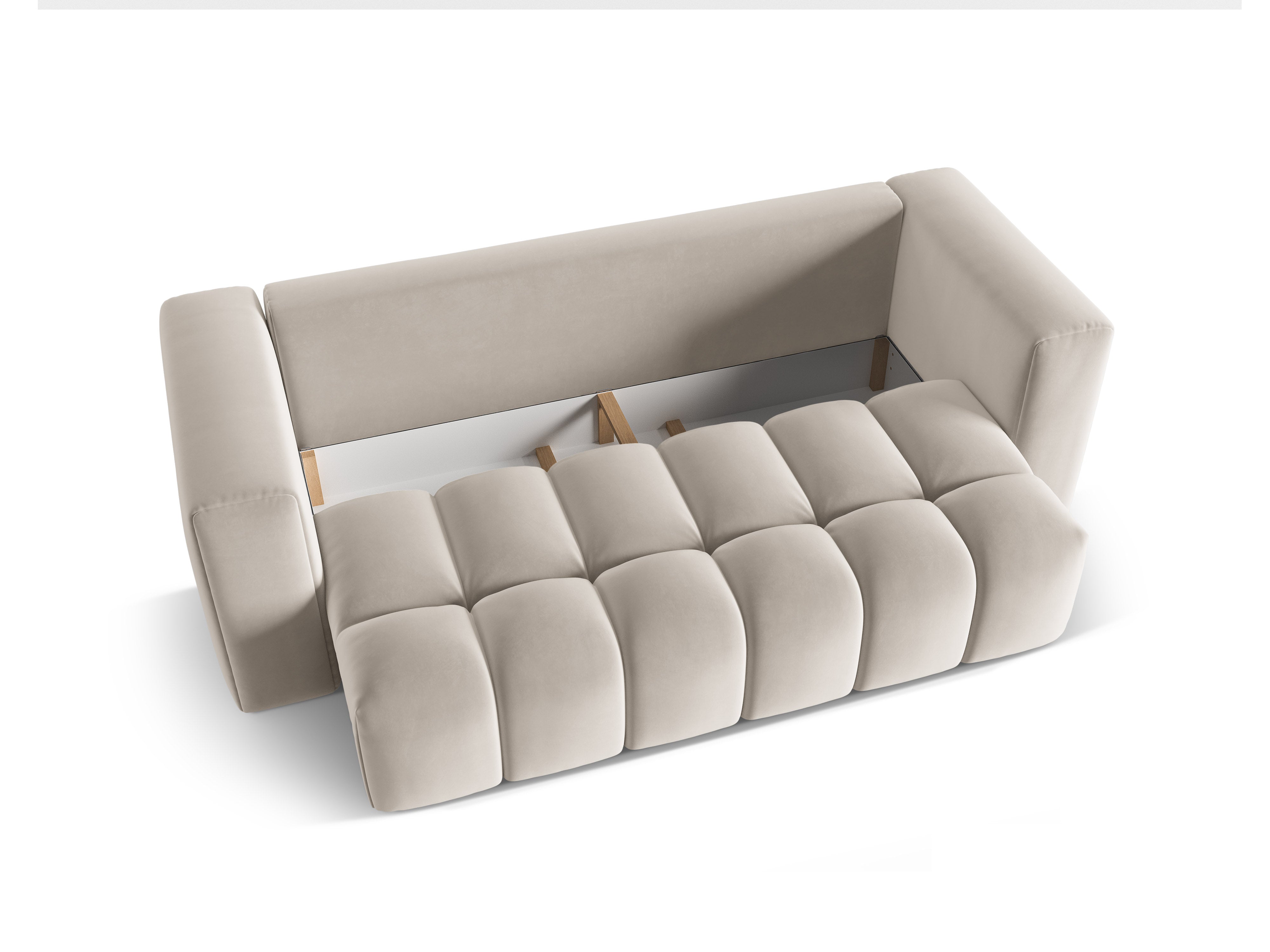 Sofa aksamitna 3-osobowa z funkcją spania VERONA ecru