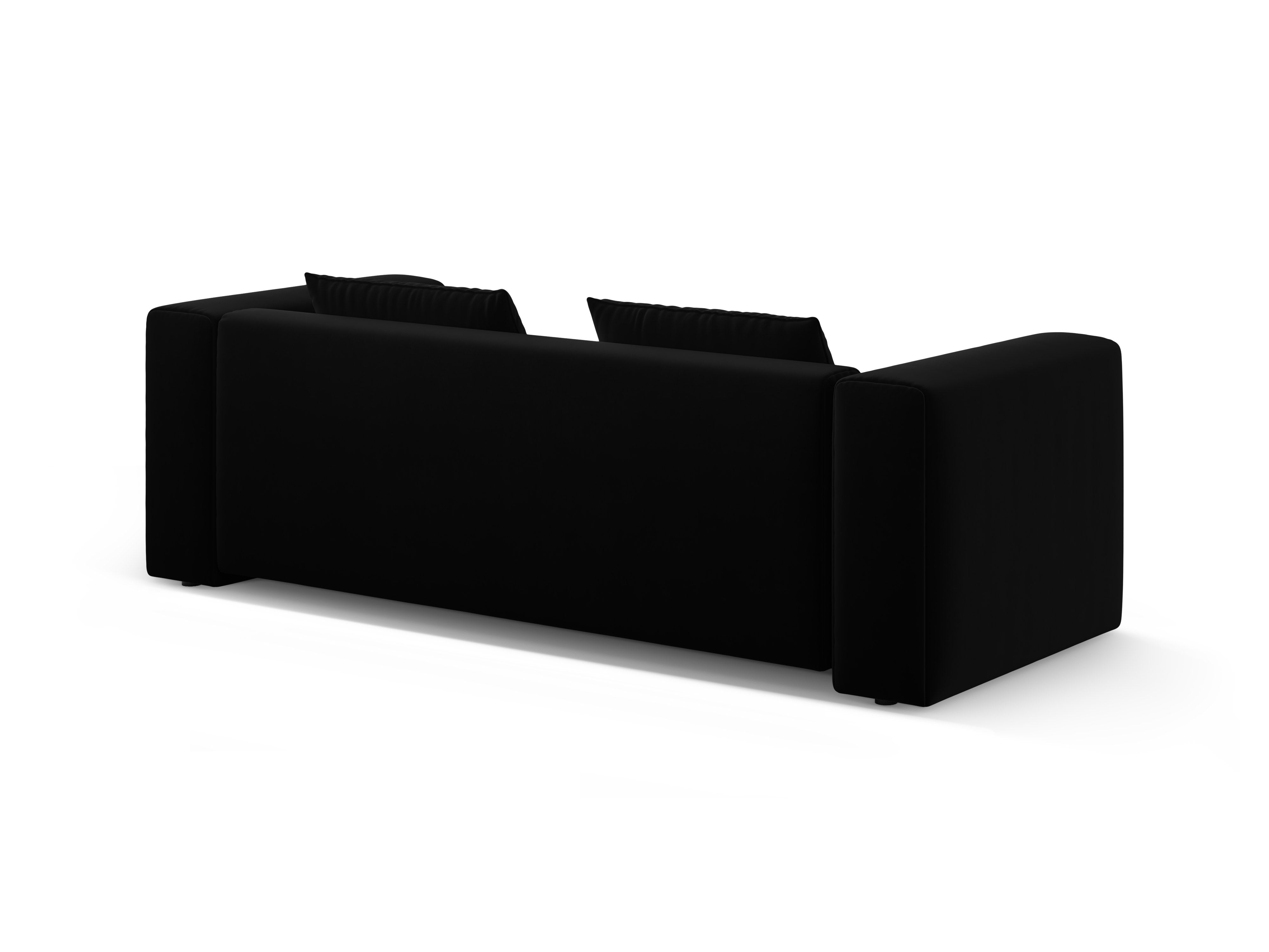 Sofa aksamitna 3-osobowa z funkcją spania VERONA czarny – Cosmopolitan Design