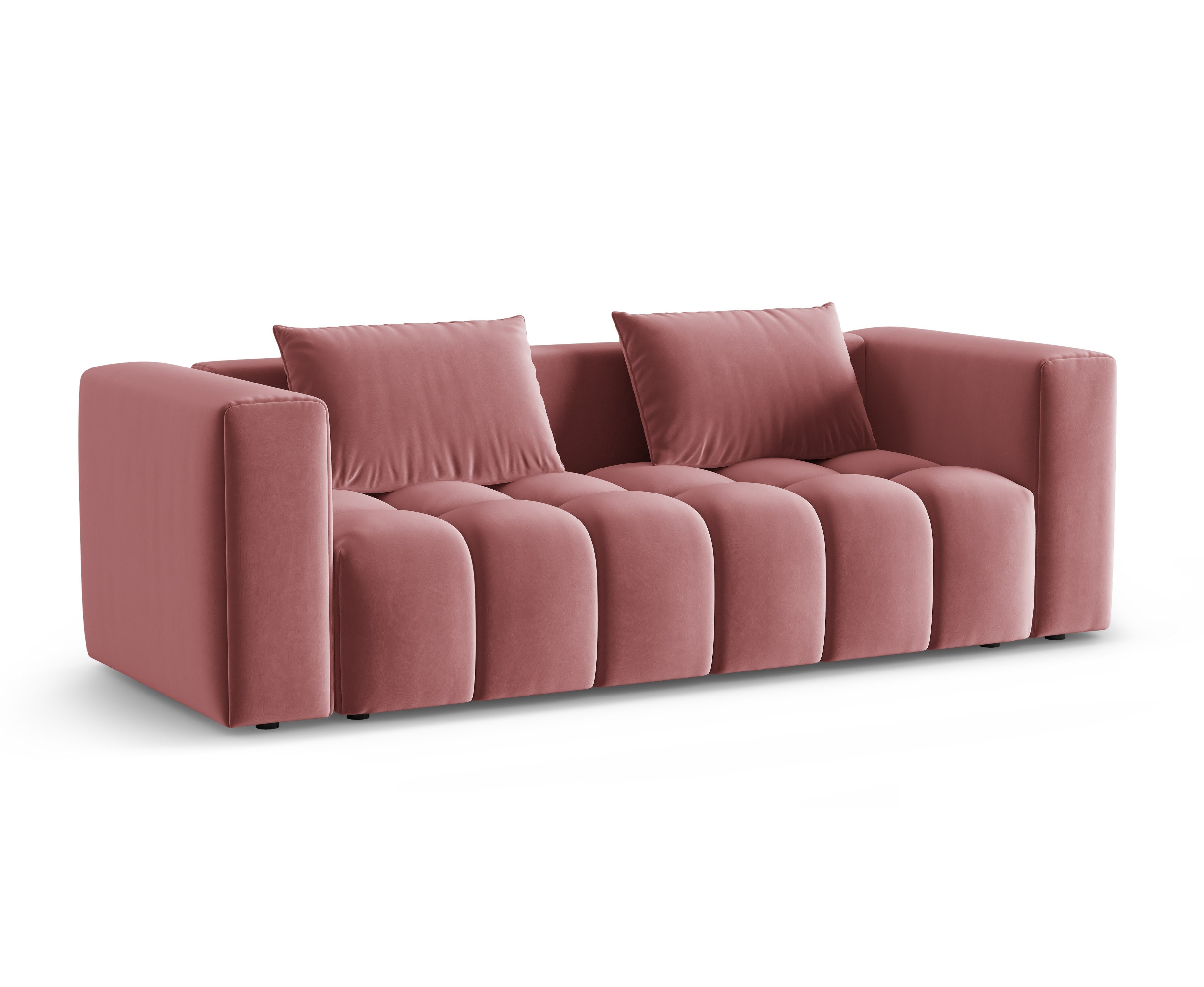 Sofa aksamitna 3-osobowa z funkcją spania VERONA różowy flamingo – Cosmopolitan Design