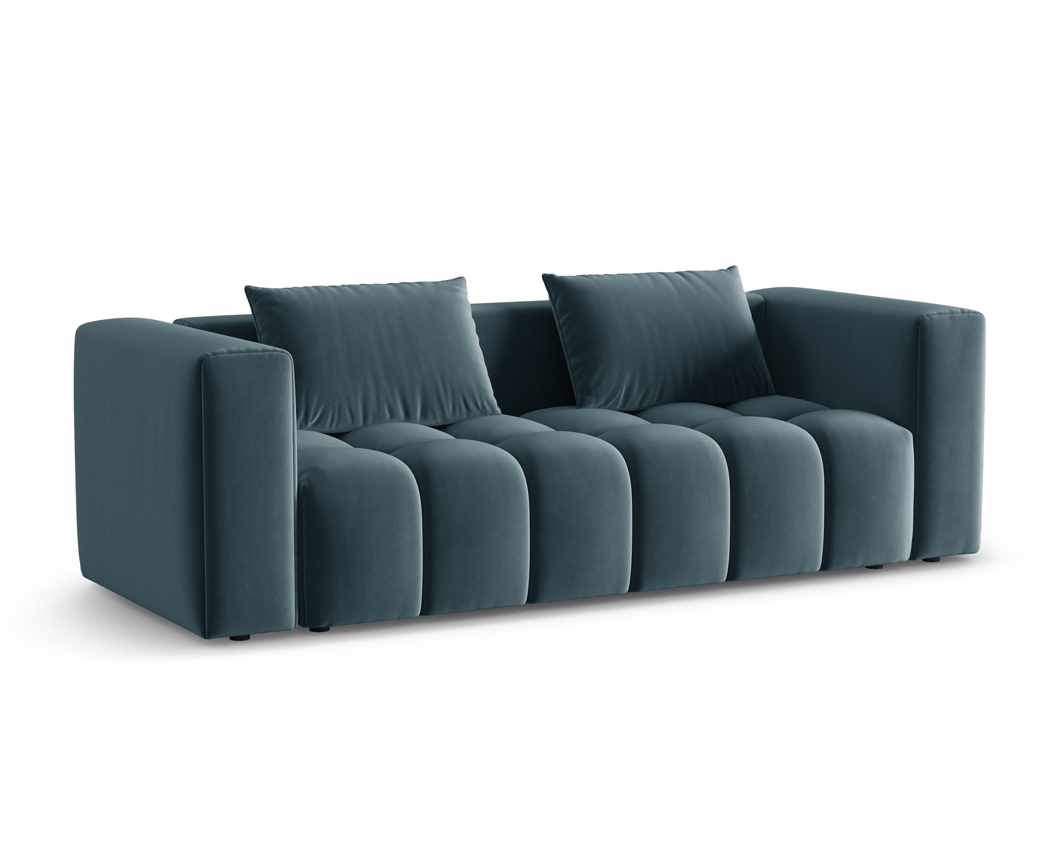 Sofa aksamitna 3-osobowa z funkcją spania VERONA niebieski – Cosmopolitan Design