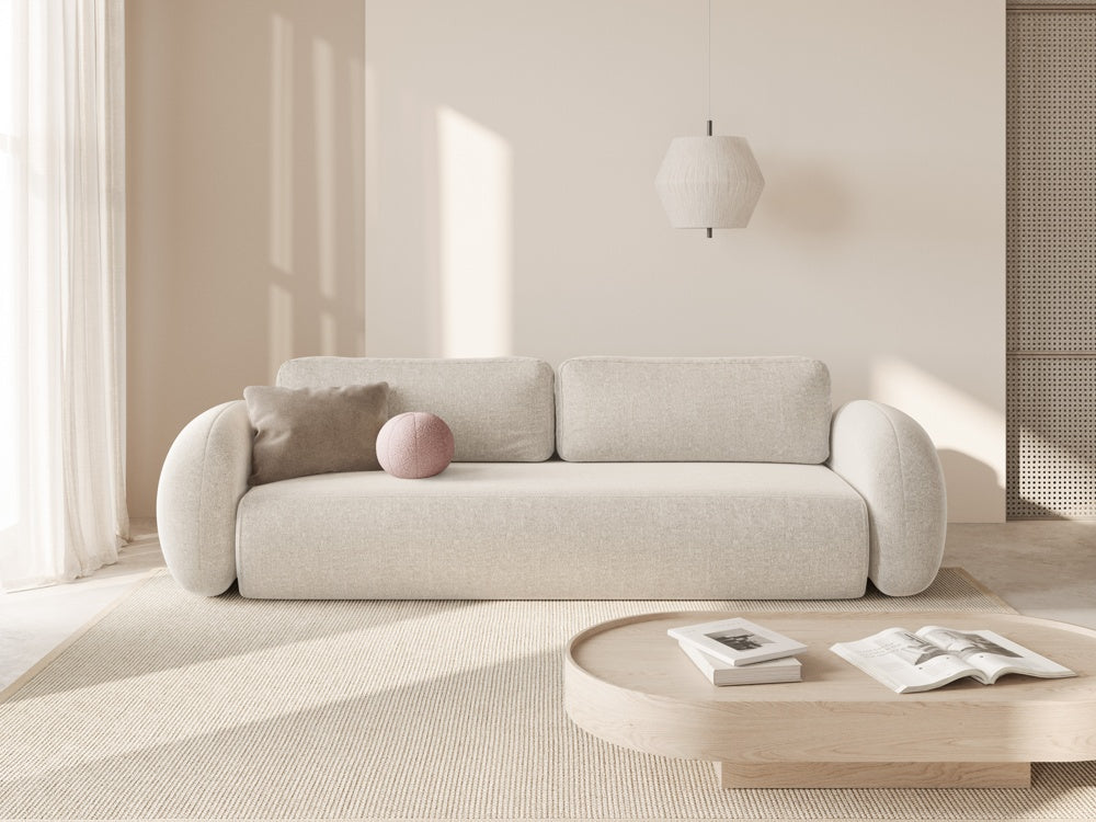 Sofa met slaapfunctie 3-zits TONALE lichtbeige