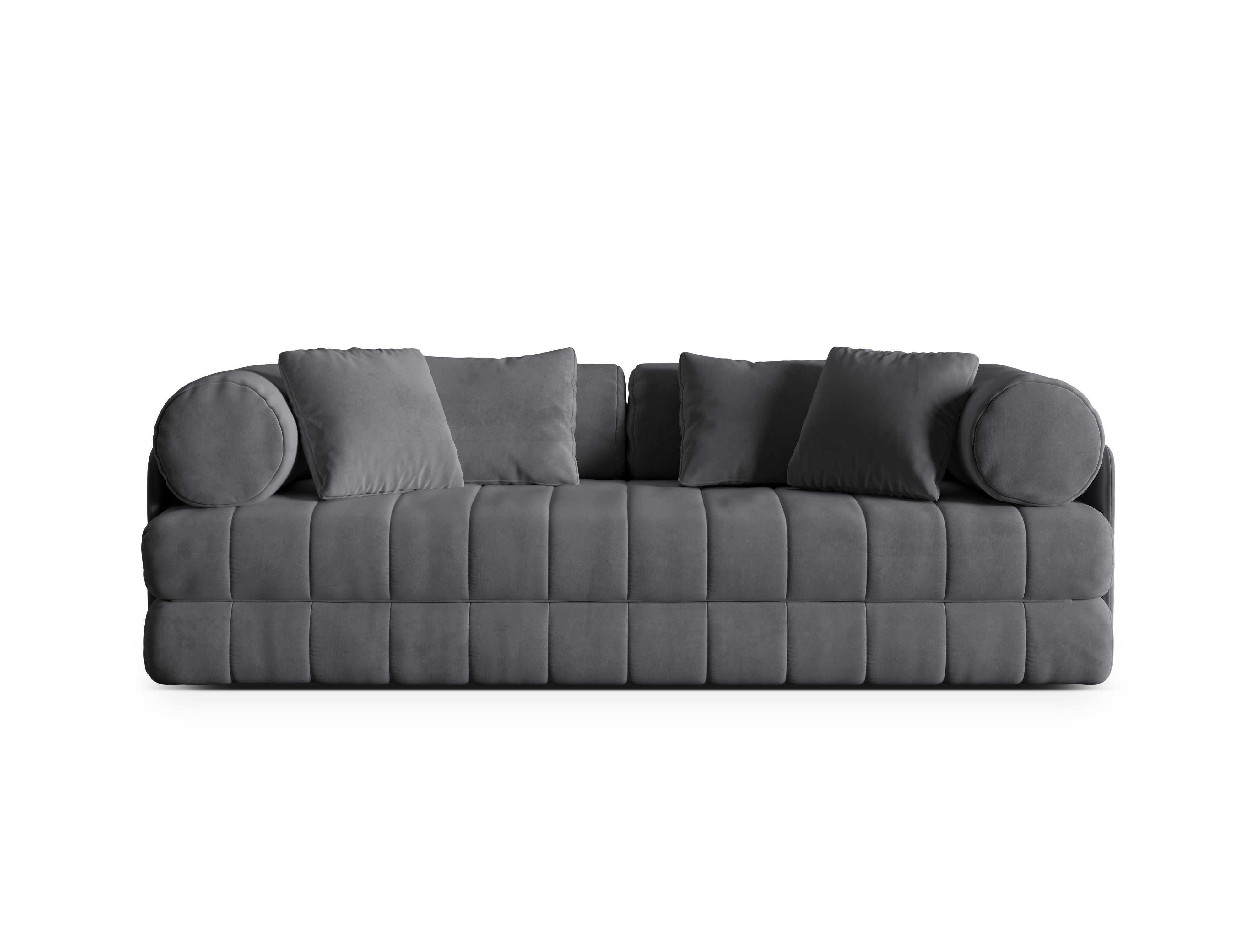 Velvet 3-Seater Sofa with Sleeping Function KEMI Dark Gray