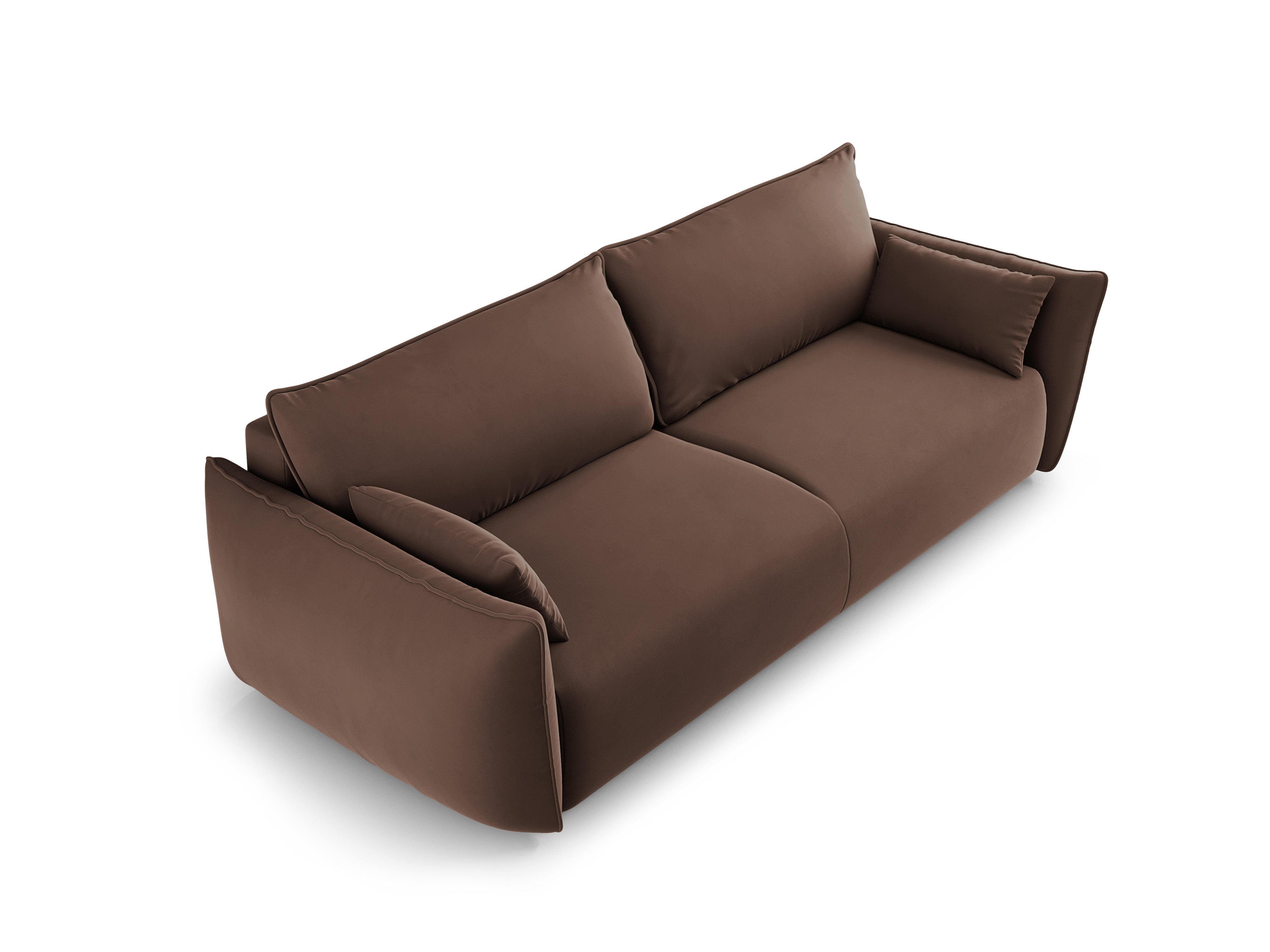 Sofa van fluweel met slaapfunctie MATERA chocolade