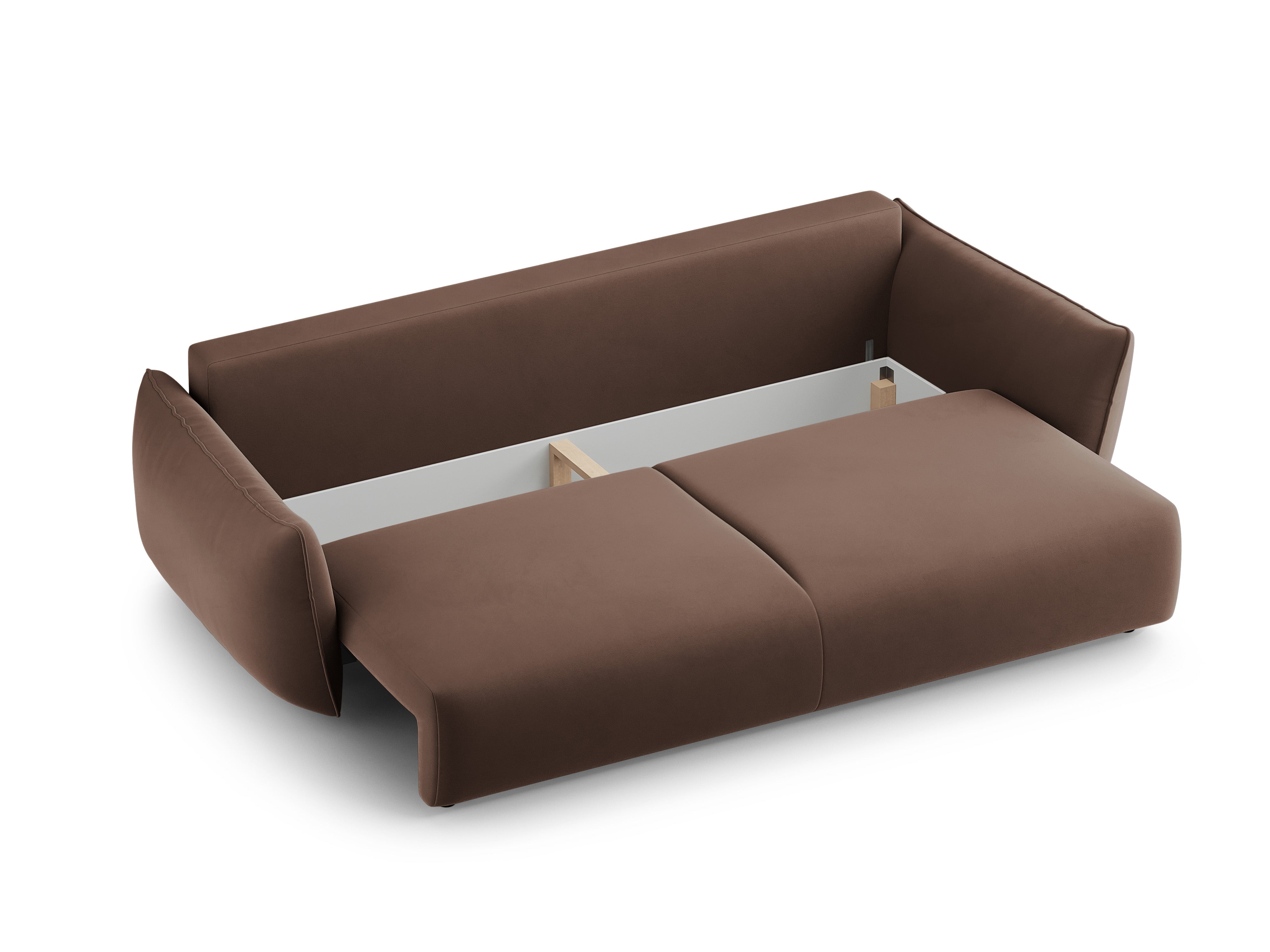 Sofa van fluweel met slaapfunctie MATERA chocolade