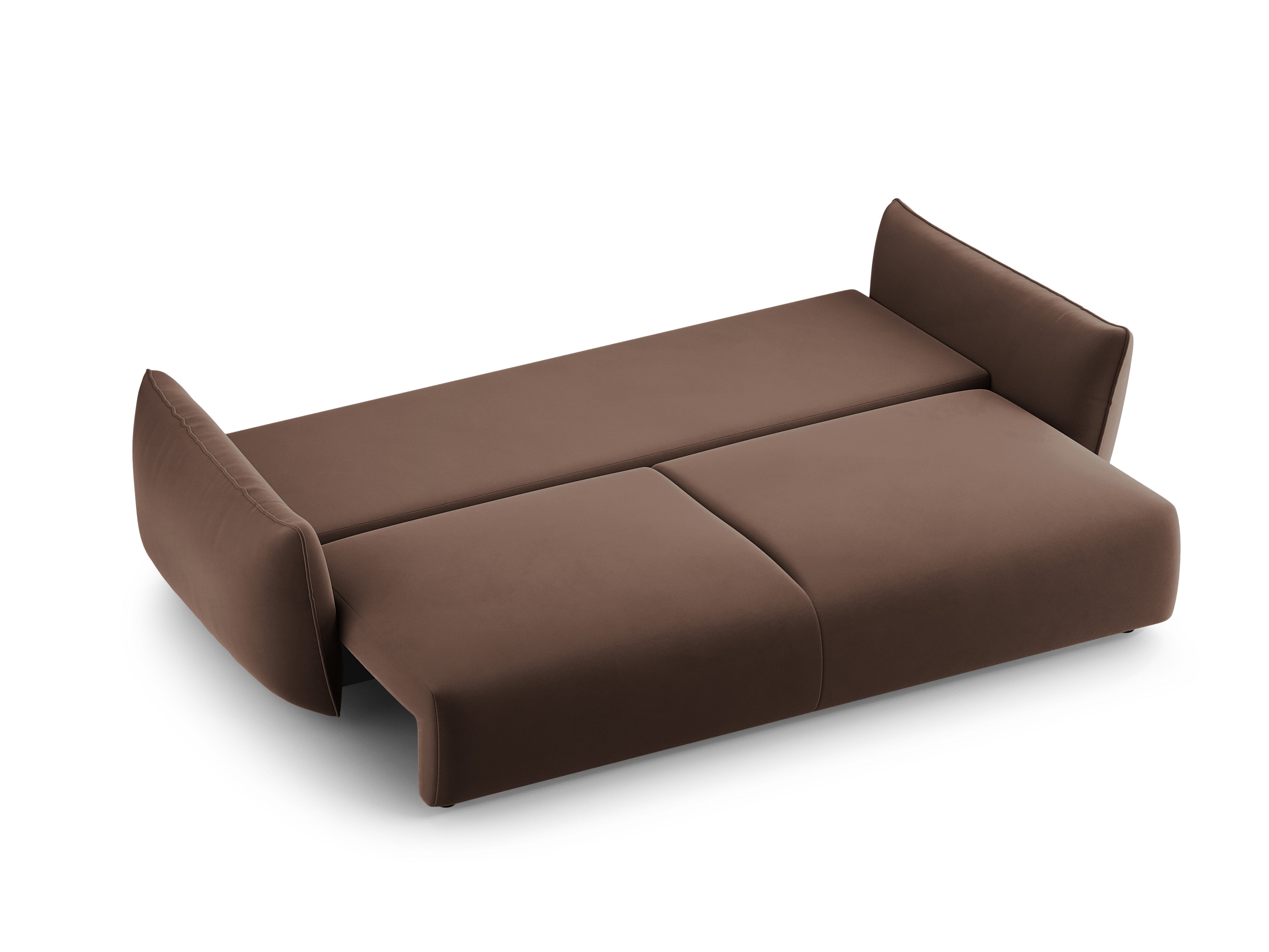 Sofa van fluweel met slaapfunctie MATERA chocolade